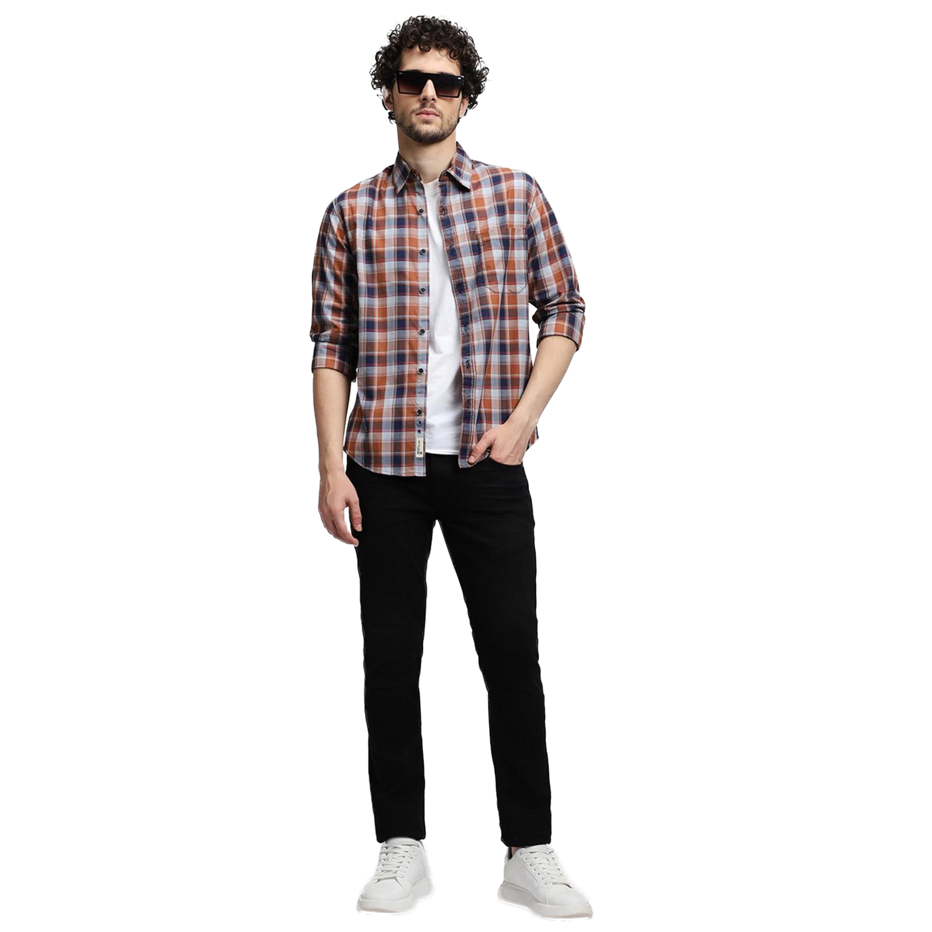 دينيس لينغو × ستايلي-  قميص ياقة منتشرة ومربعات قصّة عادية-men-clothing-shirts-image-1
