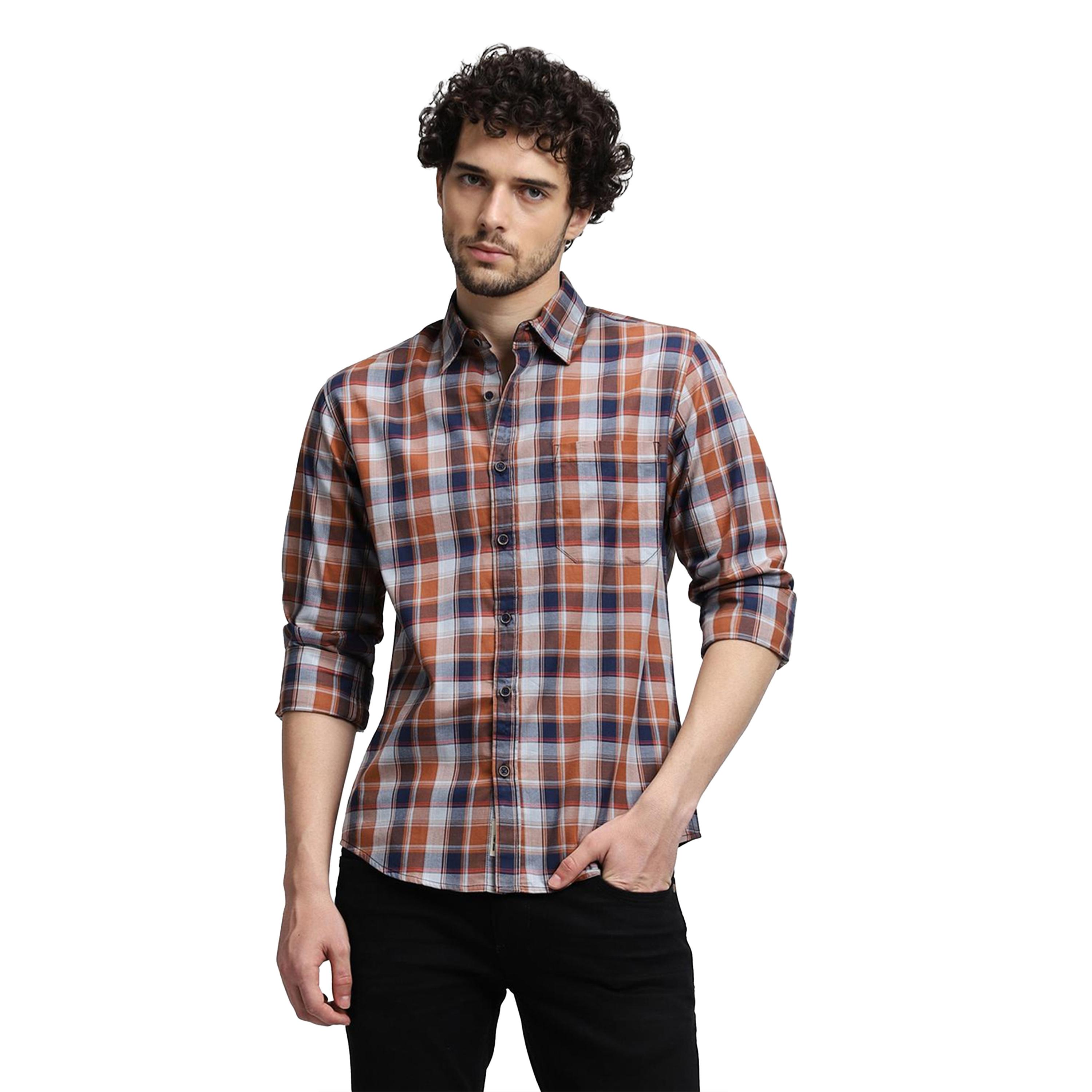 دينيس لينغو × ستايلي-  قميص ياقة منتشرة ومربعات قصّة عادية-men-clothing-shirts-image-2