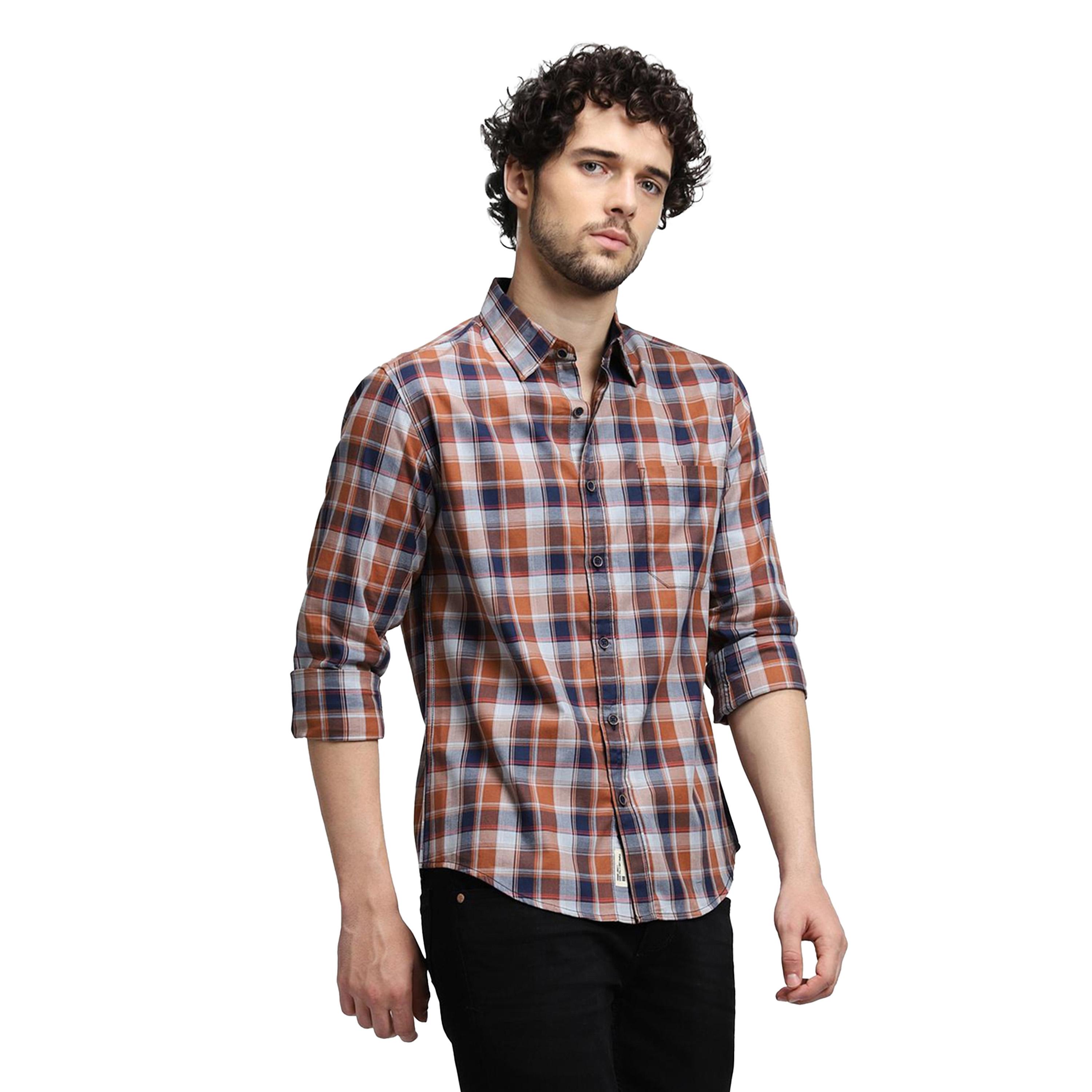 دينيس لينغو × ستايلي-  قميص ياقة منتشرة ومربعات قصّة عادية-men-clothing-shirts-image-3