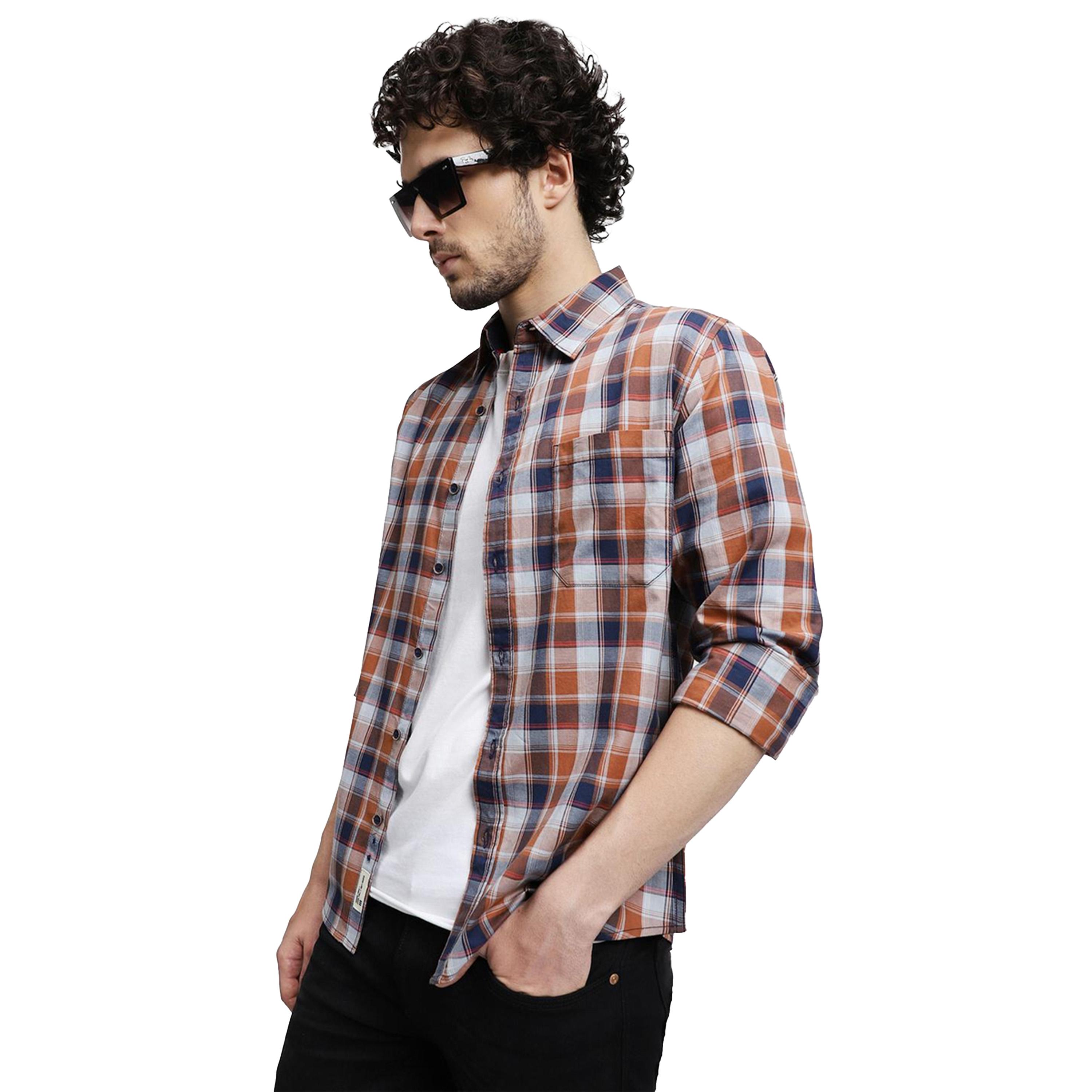 دينيس لينغو × ستايلي-  قميص ياقة منتشرة ومربعات قصّة عادية-men-clothing-shirts-image-6