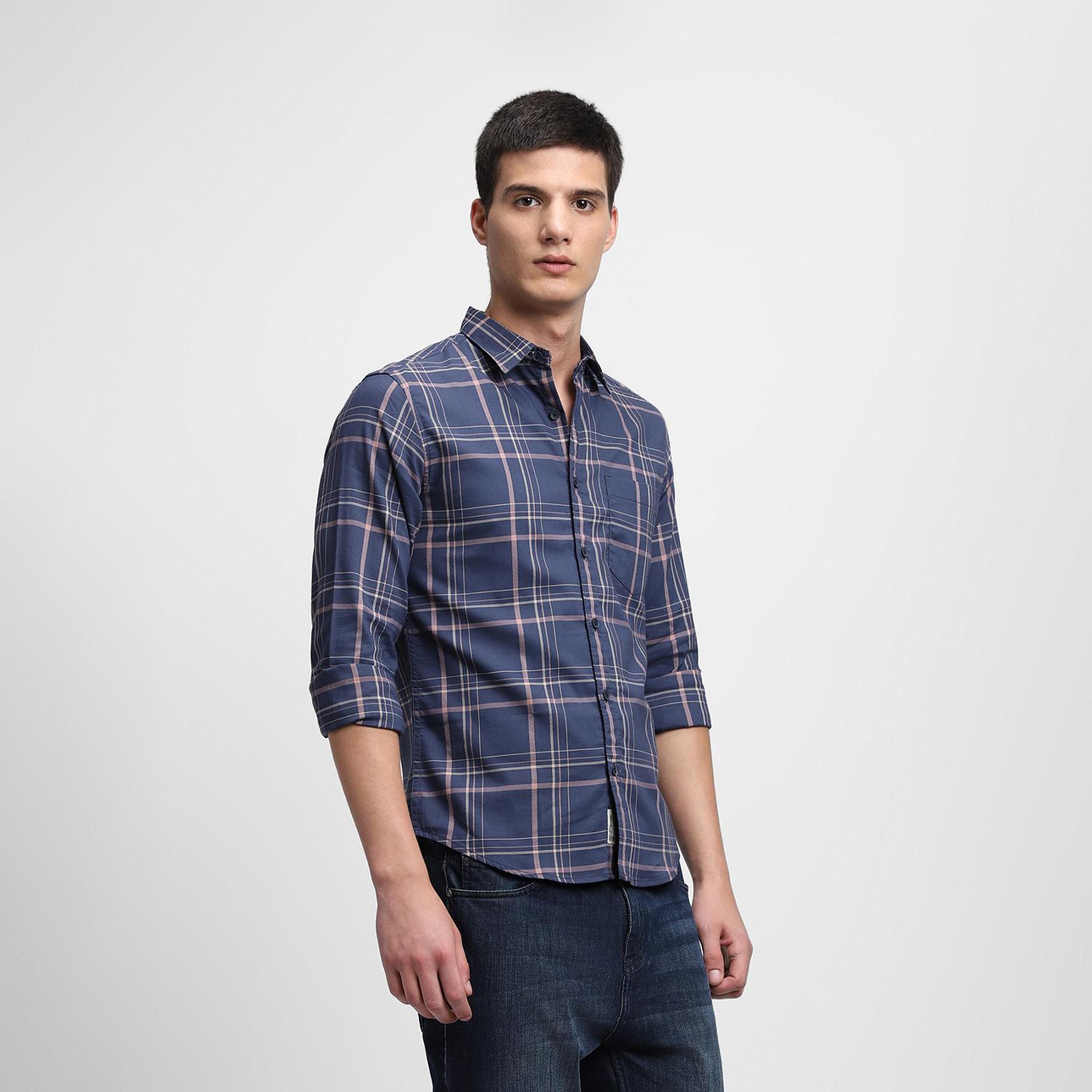 دينيس لينغو× ستايلي-  قميص كاجوال قطن خالص بقصة ضيقة قماش ترتان-men-clothing-shirts-image-3
