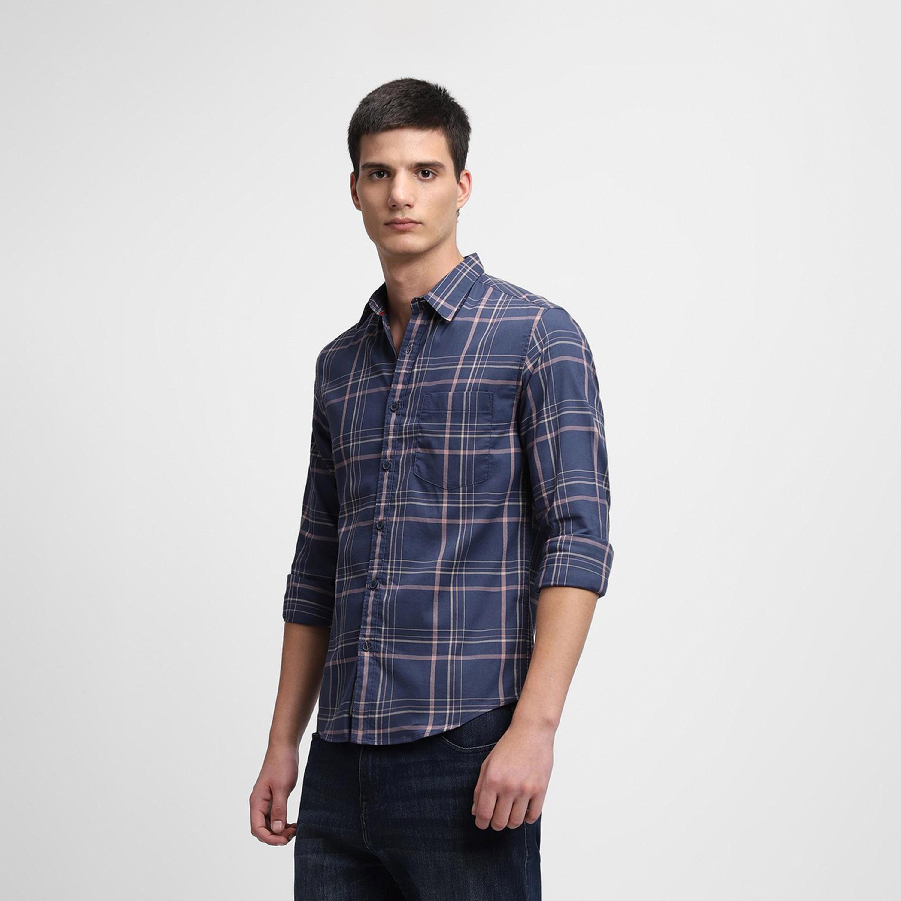 دينيس لينغو× ستايلي-  قميص كاجوال قطن خالص بقصة ضيقة قماش ترتان-men-clothing-shirts-image-4