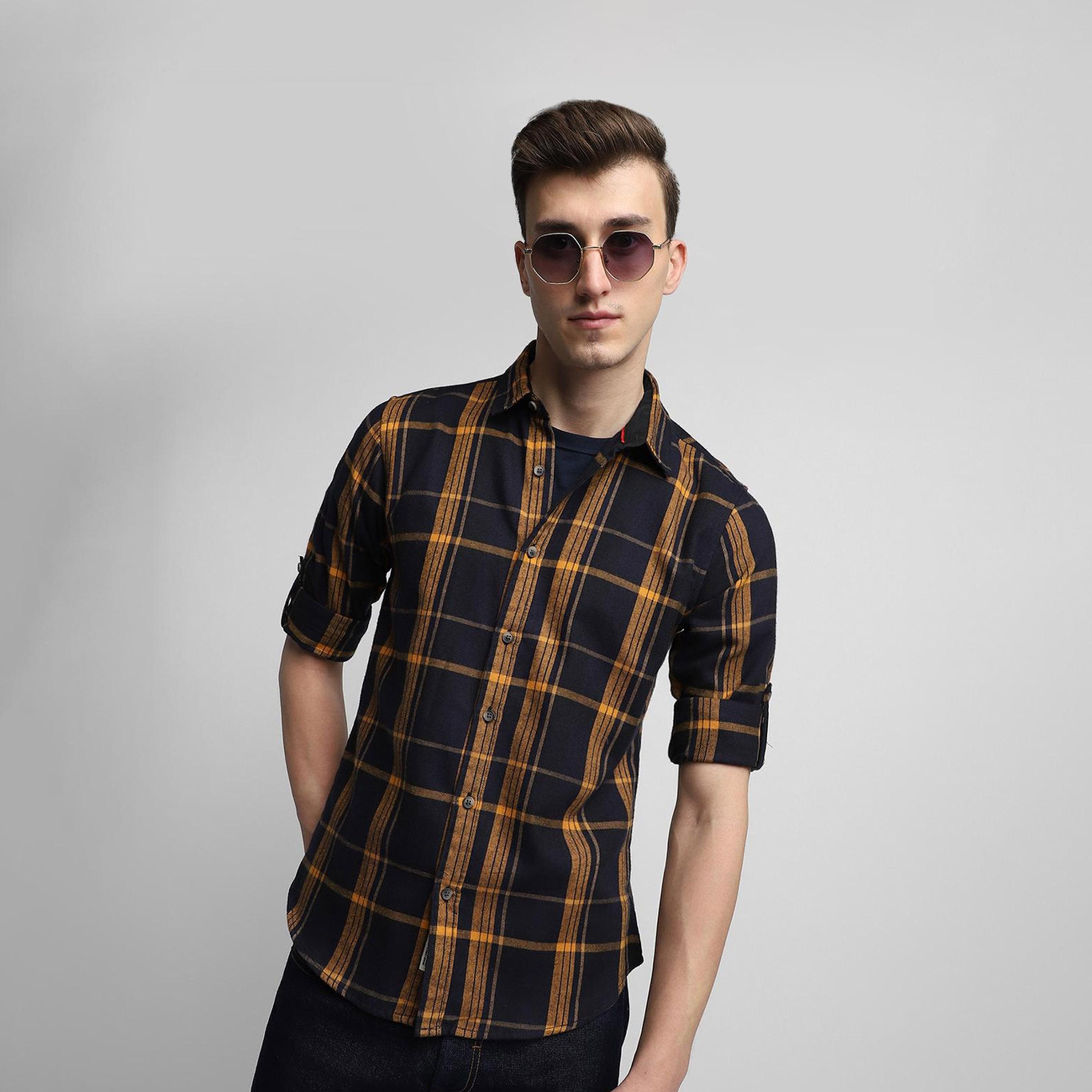 Dennis Lingo X Styli Classic Slim Fit Tartan Checked Pure Cotton Casual Shirt-men-clothing-shirts-image-1