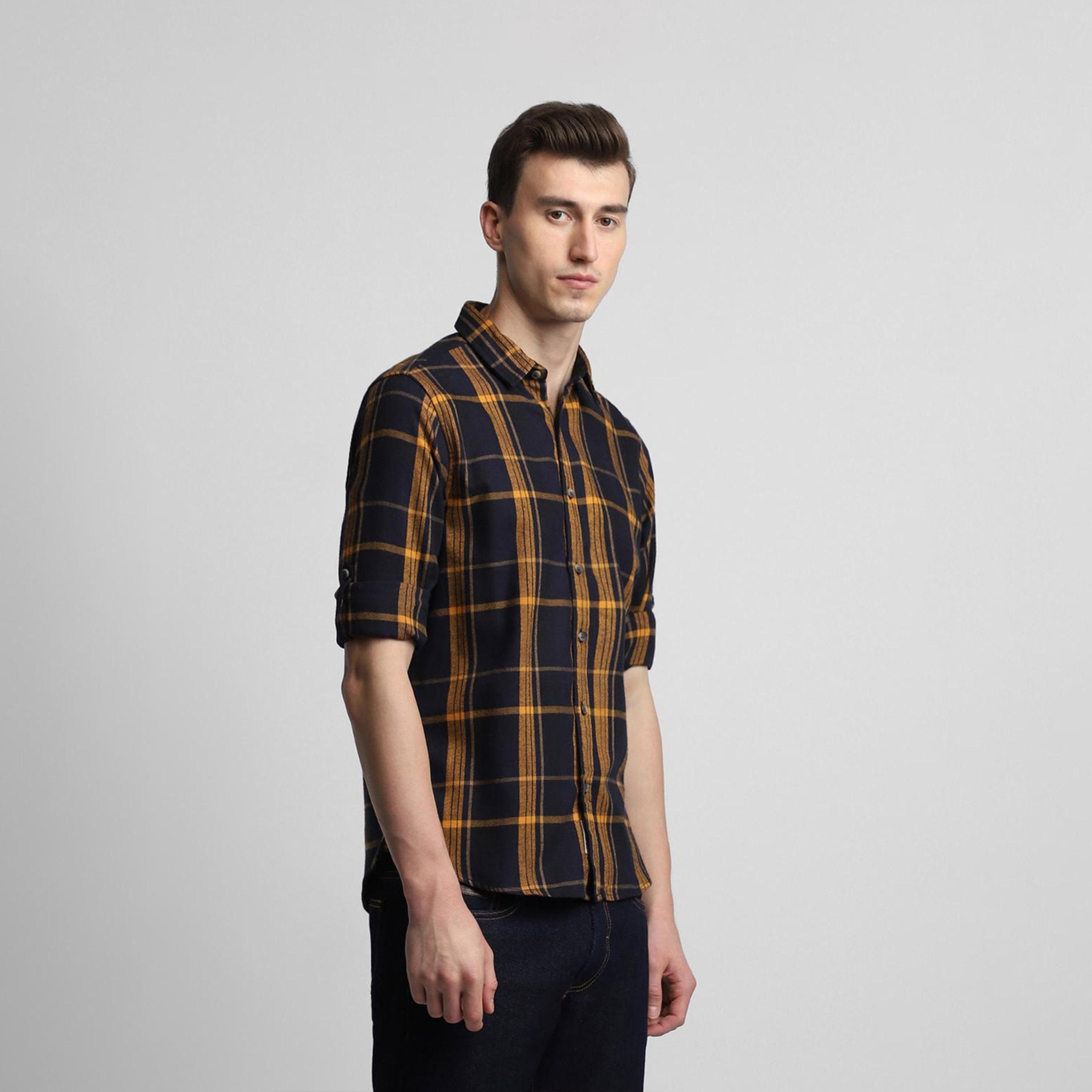 دينيس لينغو× ستايلي-  قميص كاجوال قطن خالص بقصة ضيقة قماش ترتان-men-clothing-shirts-image-4