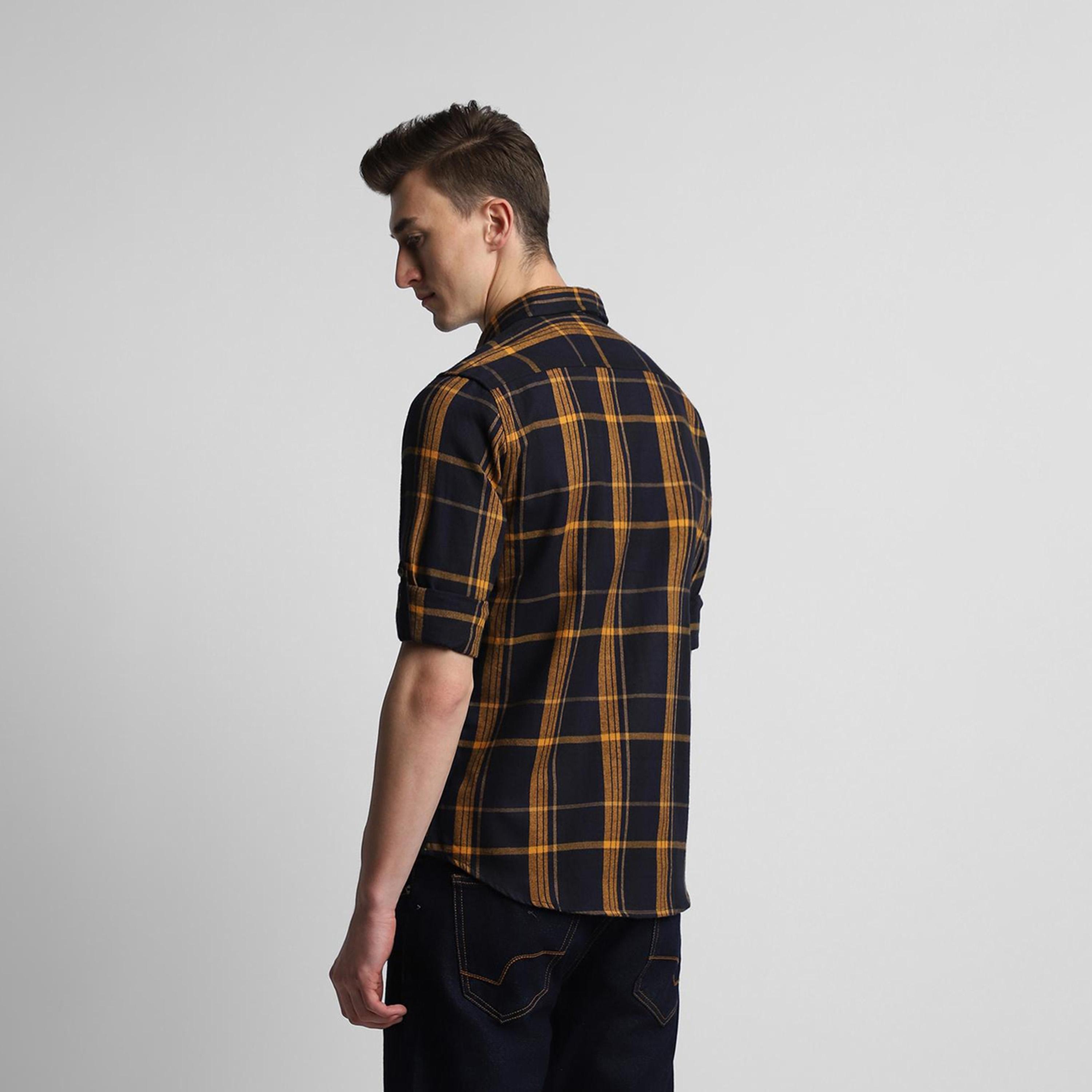 دينيس لينغو× ستايلي-  قميص كاجوال قطن خالص بقصة ضيقة قماش ترتان-men-clothing-shirts-image-5
