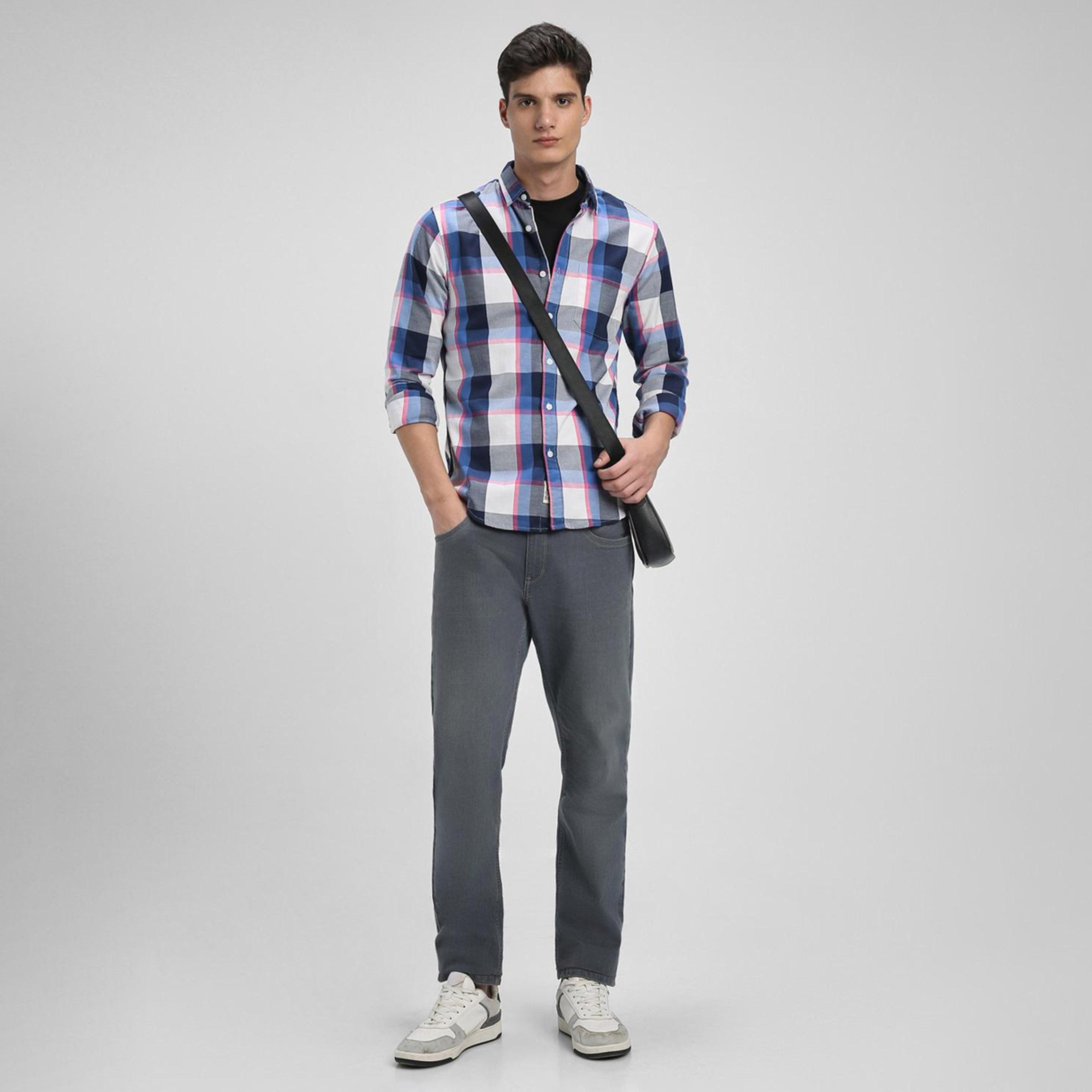 دينيس لينغو× ستايلي-  قميص كاجوال قطن خالص بقصة ضيقة قماش ترتان-men-clothing-shirts-image-2