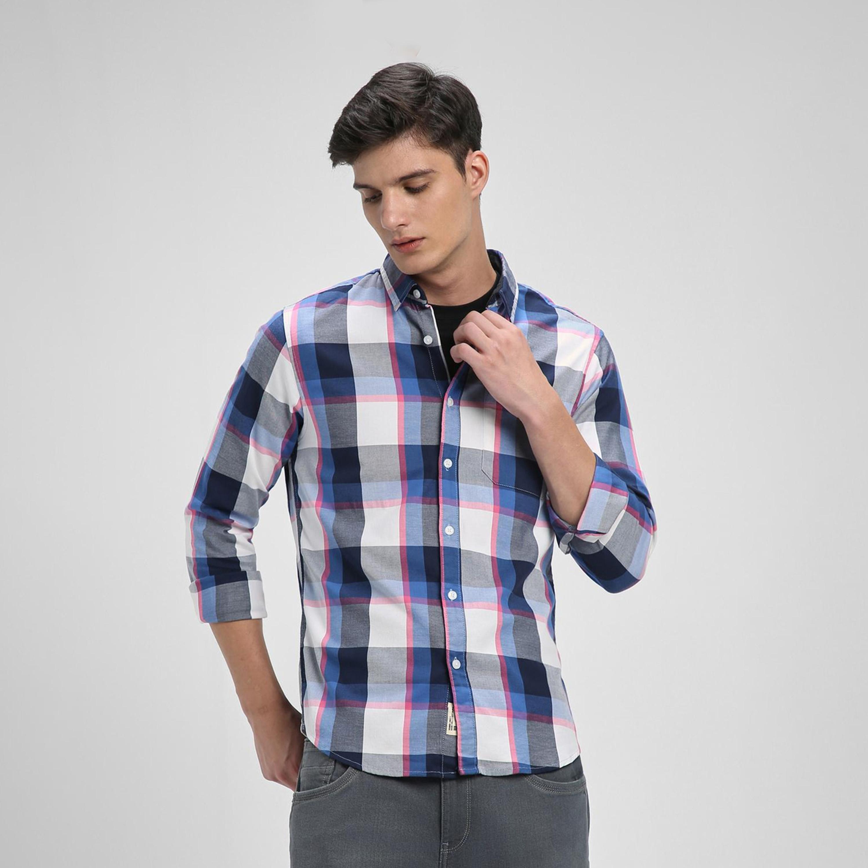 دينيس لينغو× ستايلي-  قميص كاجوال قطن خالص بقصة ضيقة قماش ترتان-men-clothing-shirts-image-3