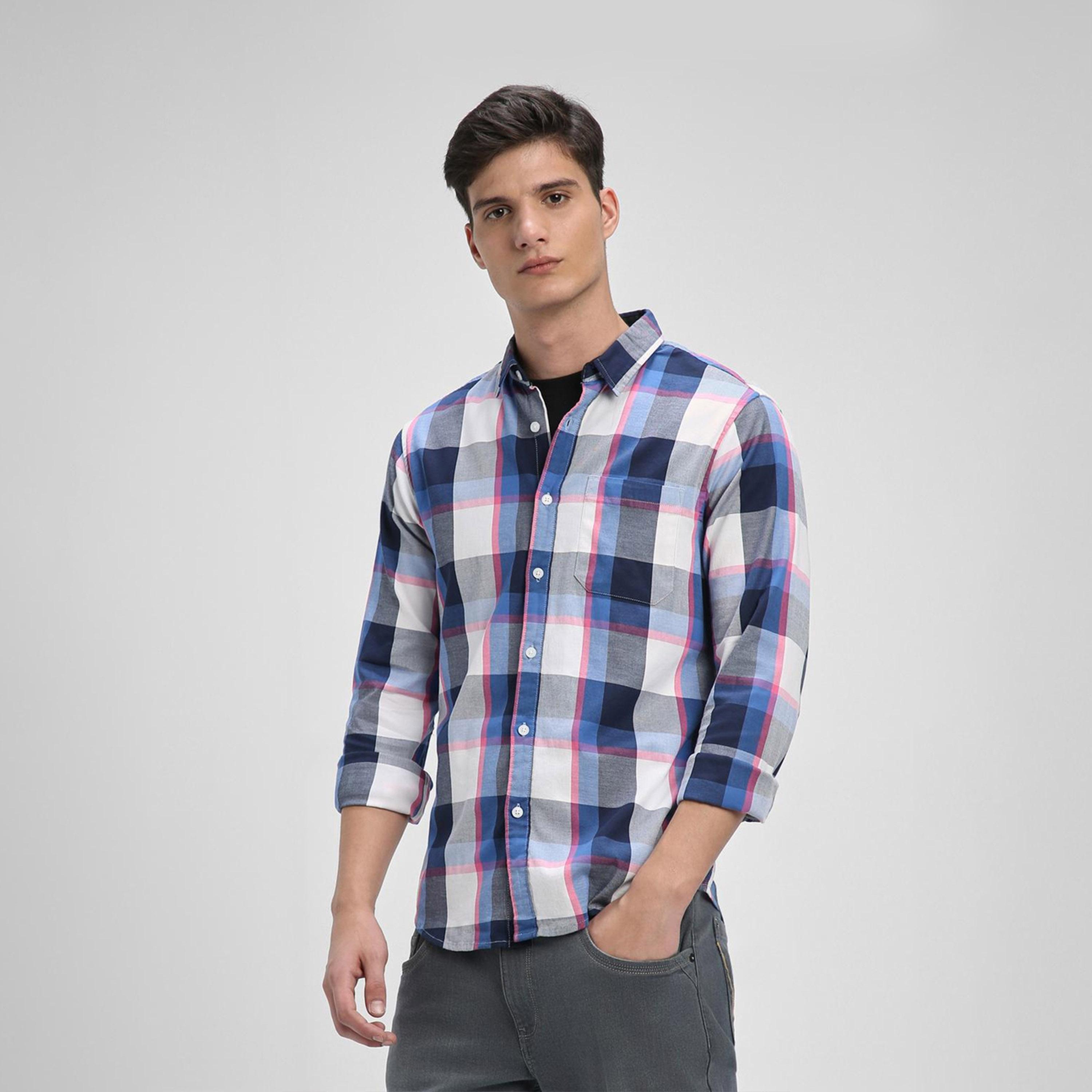 دينيس لينغو× ستايلي-  قميص كاجوال قطن خالص بقصة ضيقة قماش ترتان-men-clothing-shirts-image-4