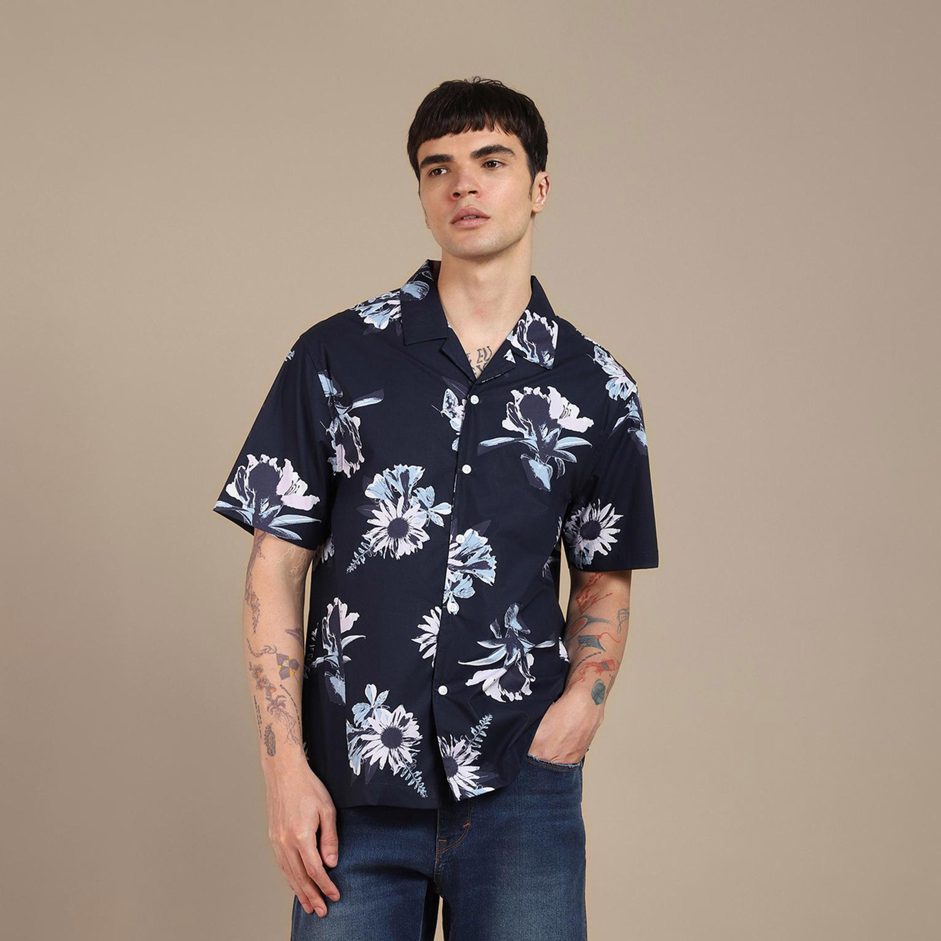 دينيس لينغو× ستايلي-  قميص كاجوال من القطن الخالص مورّد باللون الأزرق-men-clothing-shirts-image-2