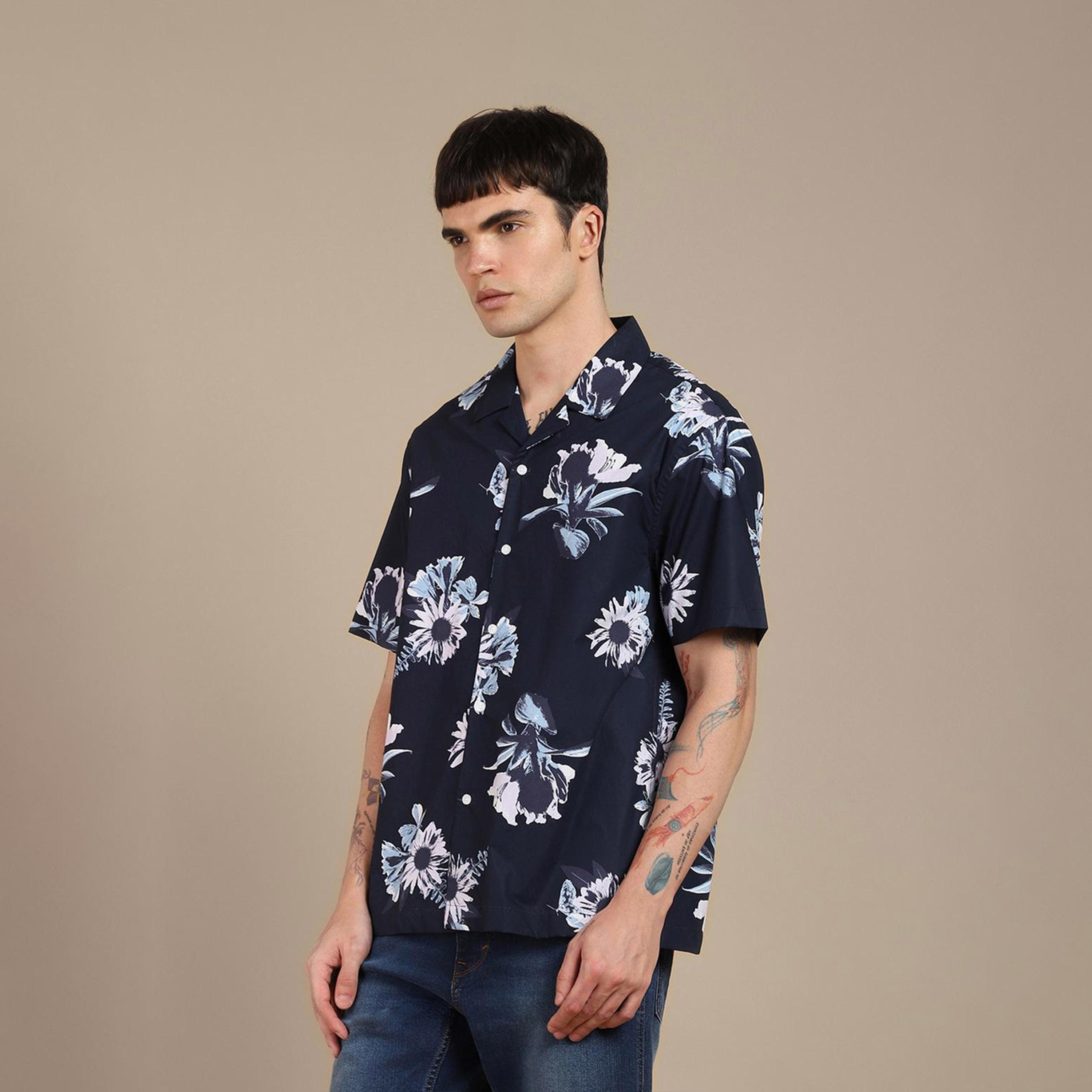 دينيس لينغو× ستايلي-  قميص كاجوال من القطن الخالص مورّد باللون الأزرق-men-clothing-shirts-image-4