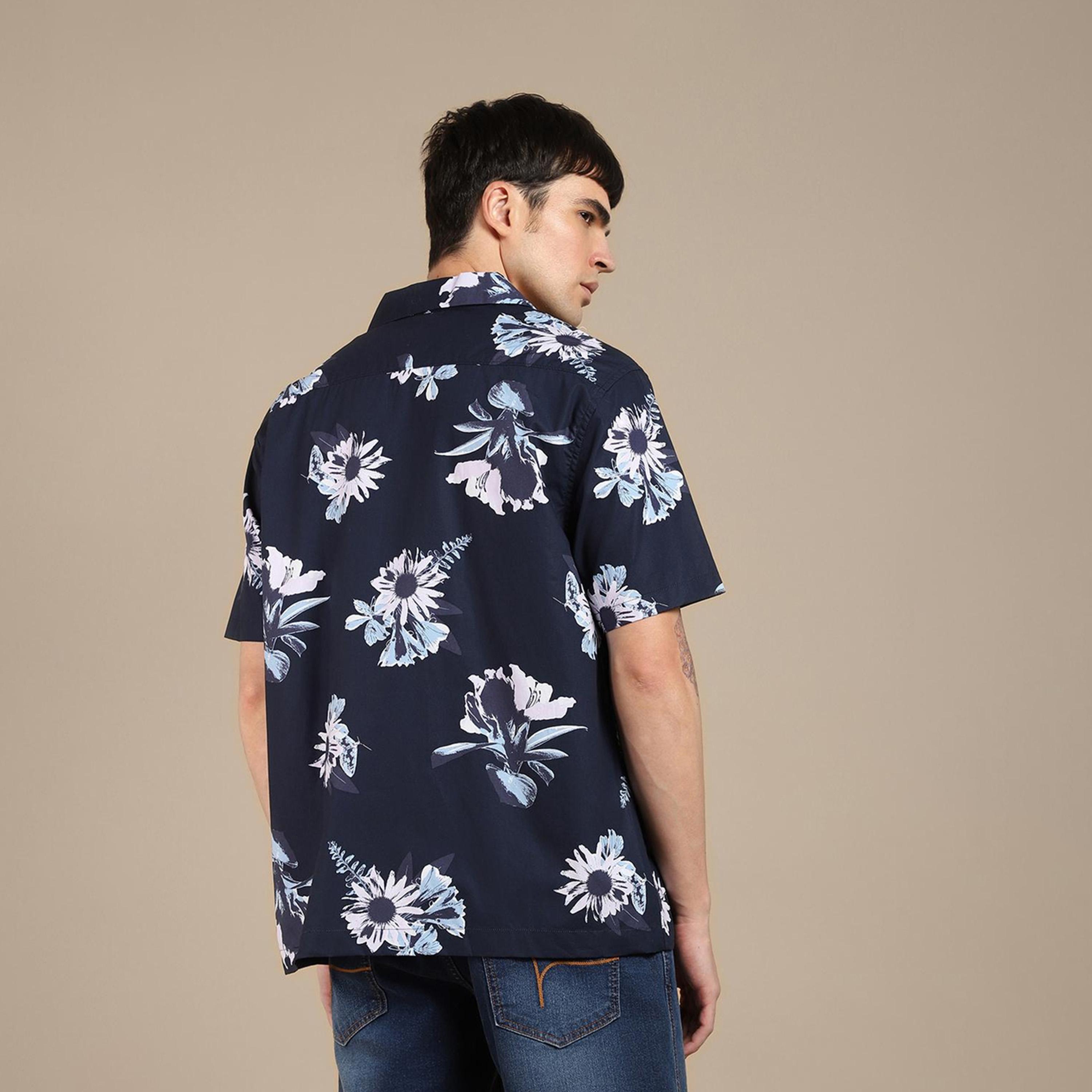 دينيس لينغو× ستايلي-  قميص كاجوال من القطن الخالص مورّد باللون الأزرق-men-clothing-shirts-image-5