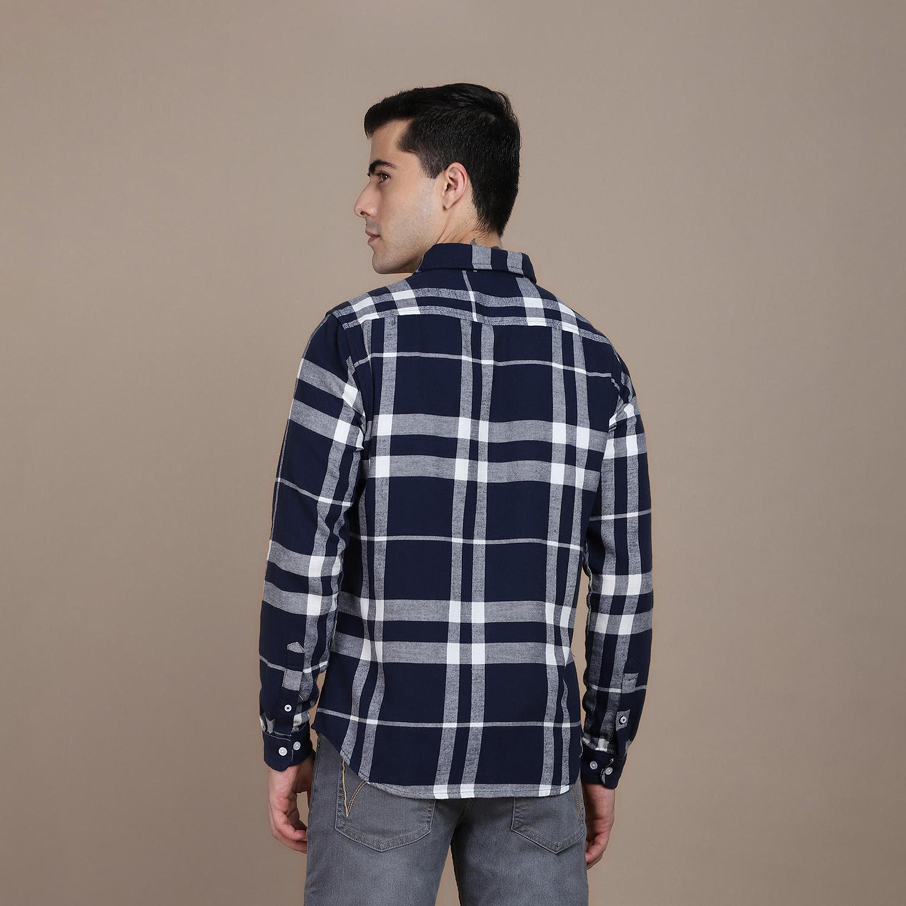 Dennis Lingo X Styli Windowpane Checked Cotton Slim Fit Opaque Casual Shirt-men-clothing-shirts-image-5