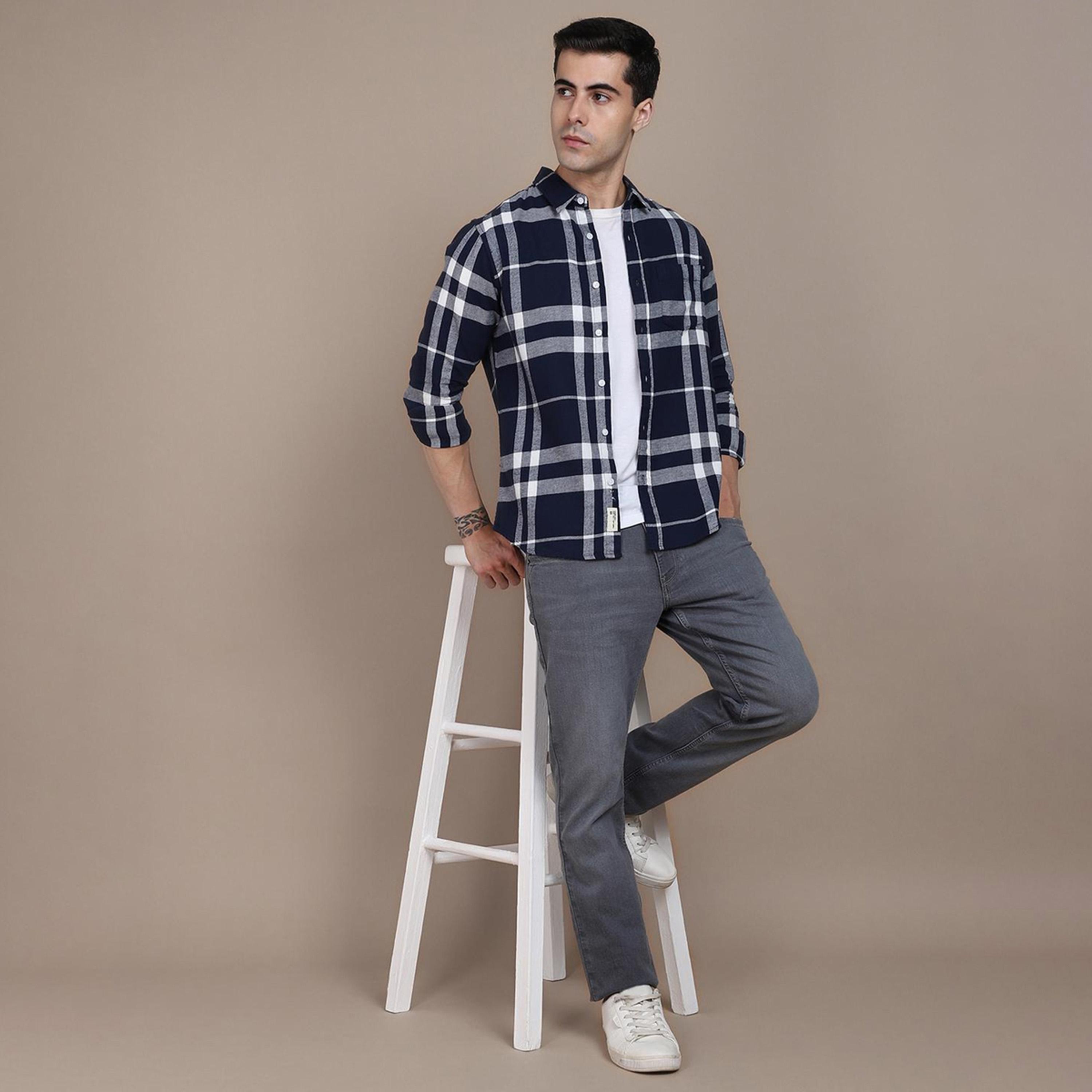 Dennis Lingo X Styli Windowpane Checked Cotton Slim Fit Opaque Casual Shirt-men-clothing-shirts-image-6