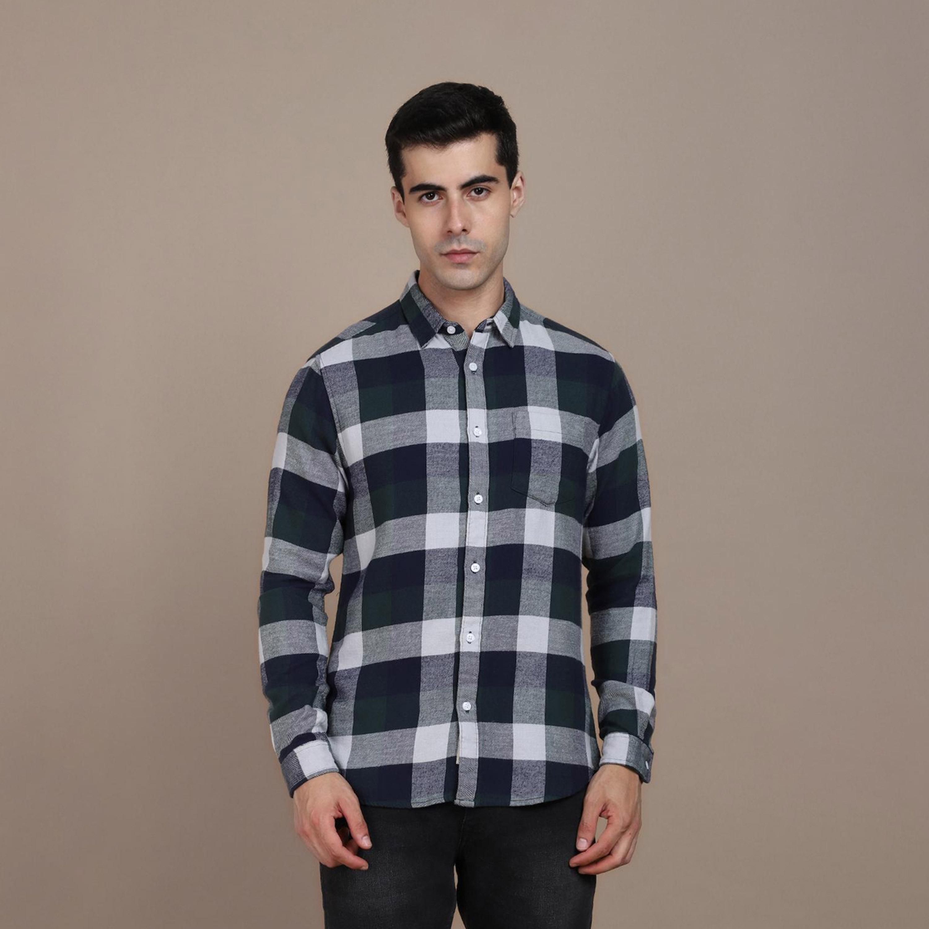 Dennis Lingo X Styli Buffalo Checked Cotton Slim Fit Opaque Casual Shirt-men-clothing-shirts-image-2