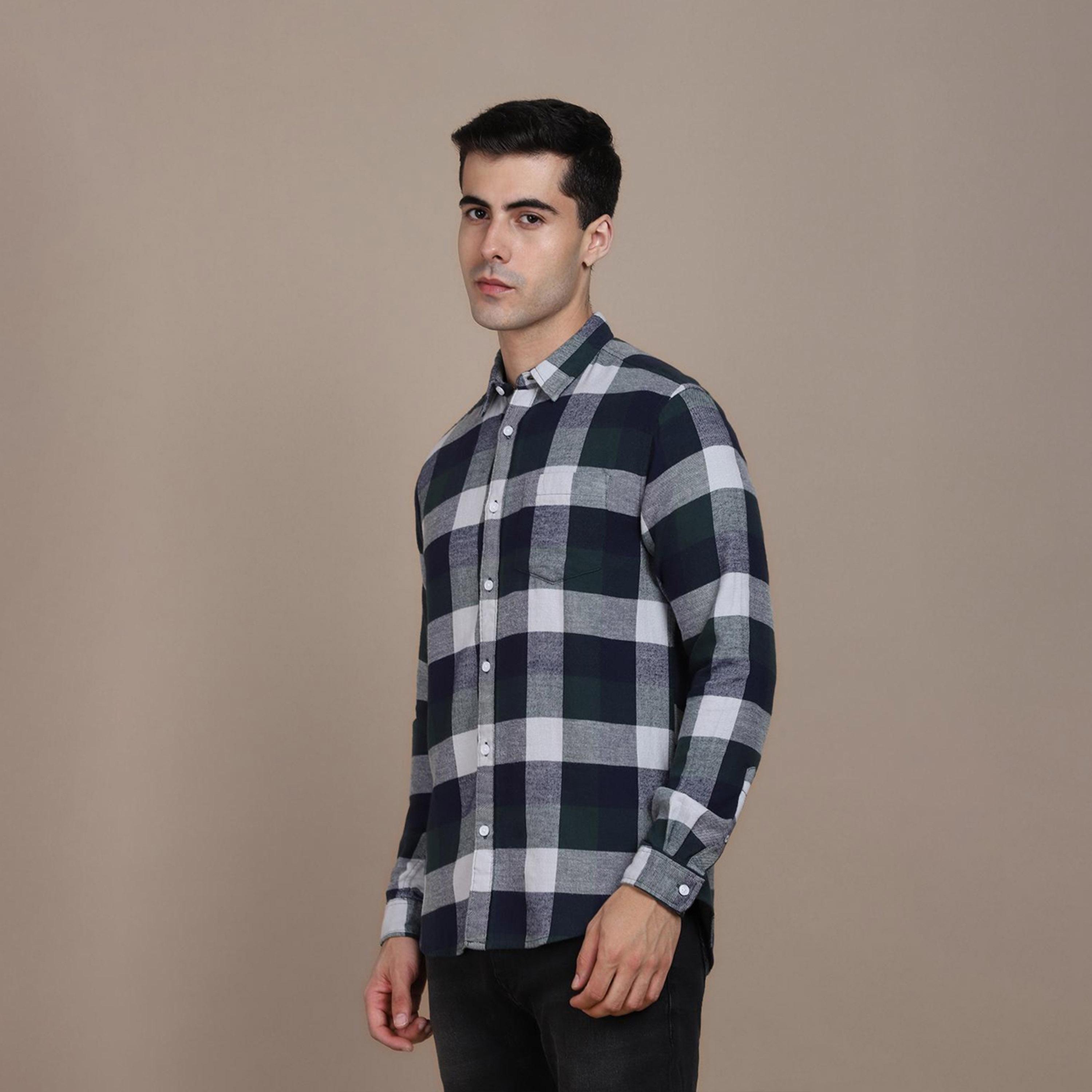 Dennis Lingo X Styli Buffalo Checked Cotton Slim Fit Opaque Casual Shirt-men-clothing-shirts-image-4