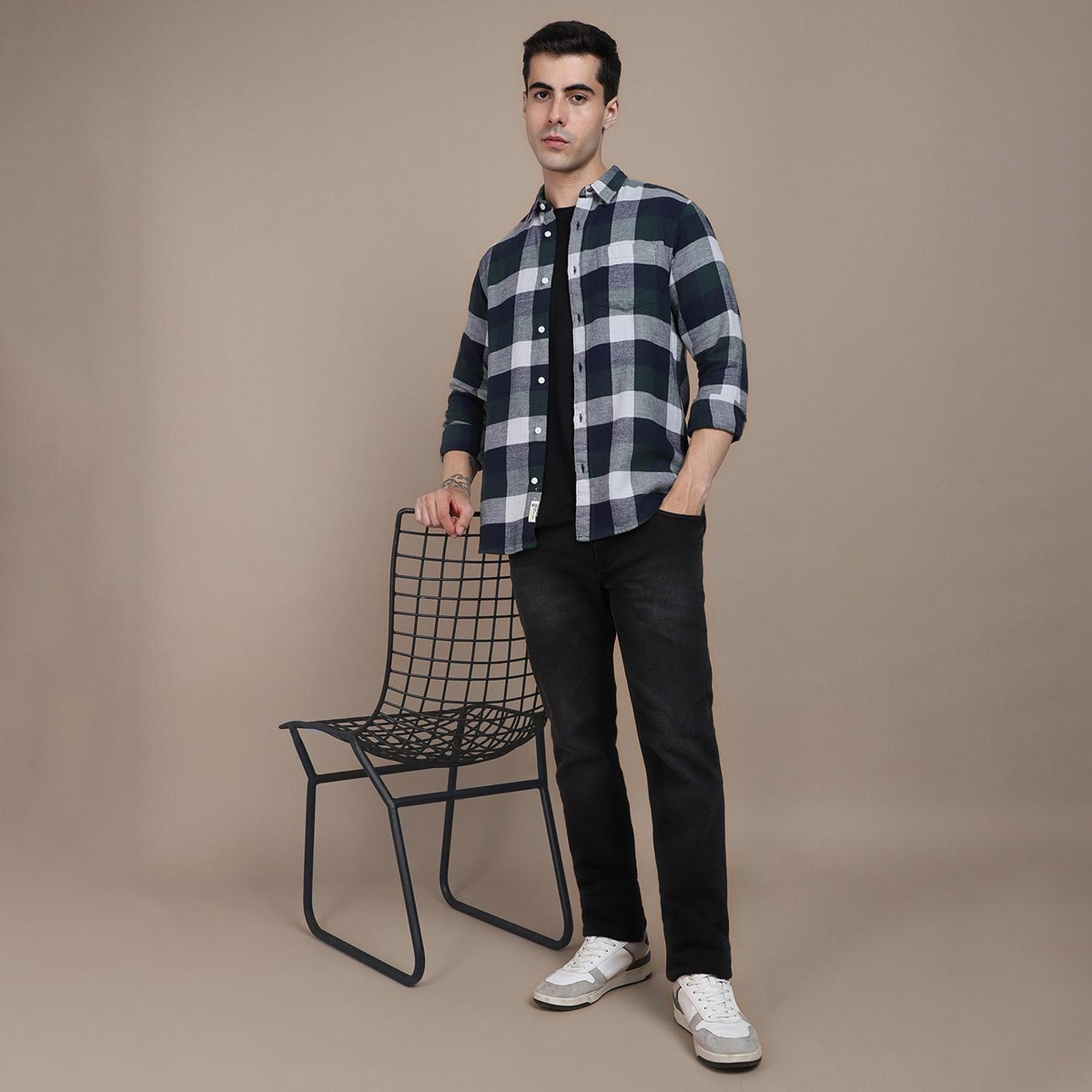 دينيس لينغو× ستايلي-  قميص كاجوال غير شفاف قطن بقصة ضيقة-men-clothing-shirts-image-6
