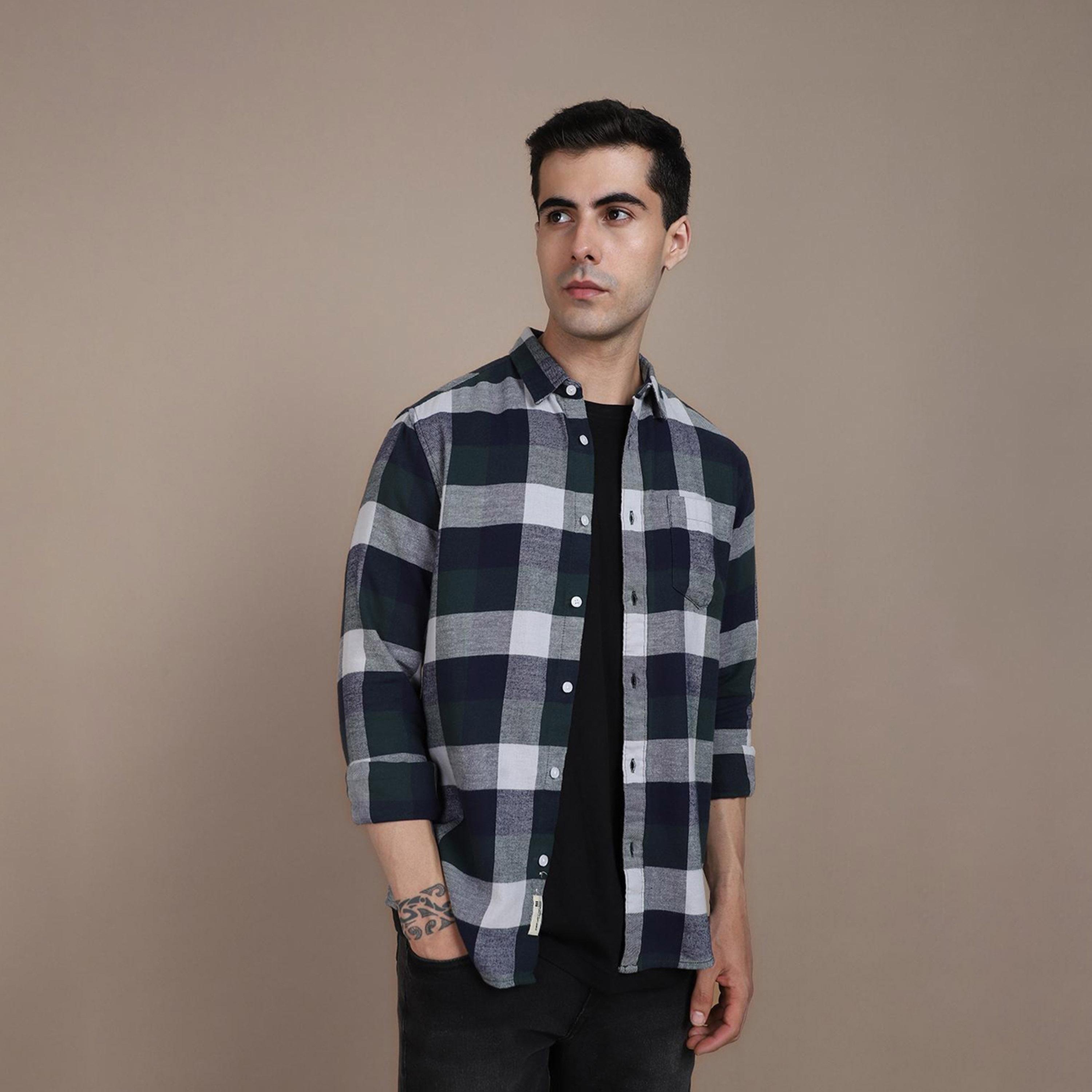Dennis Lingo X Styli Buffalo Checked Cotton Slim Fit Opaque Casual Shirt-men-clothing-shirts-image-7