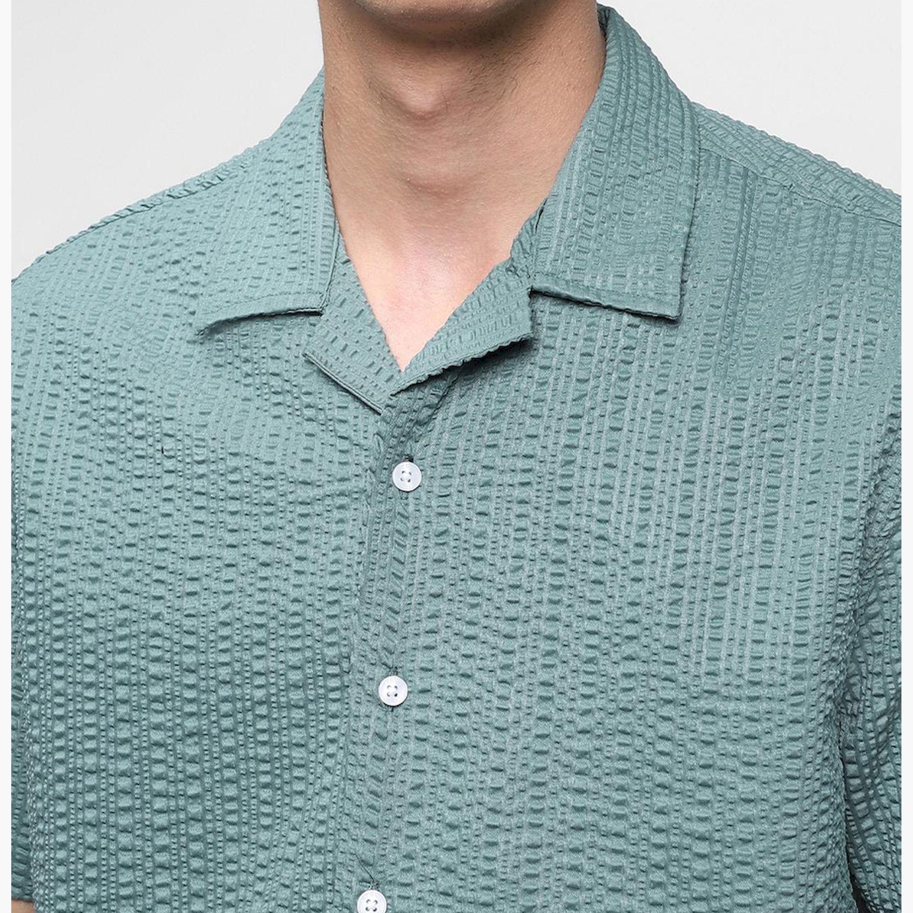 دينيس لينغو× ستايلي-  قميص كاجوال ياقة كوبية مزخرفة بتصميم ذاتي لون أخضر-men-clothing-shirts-image-7