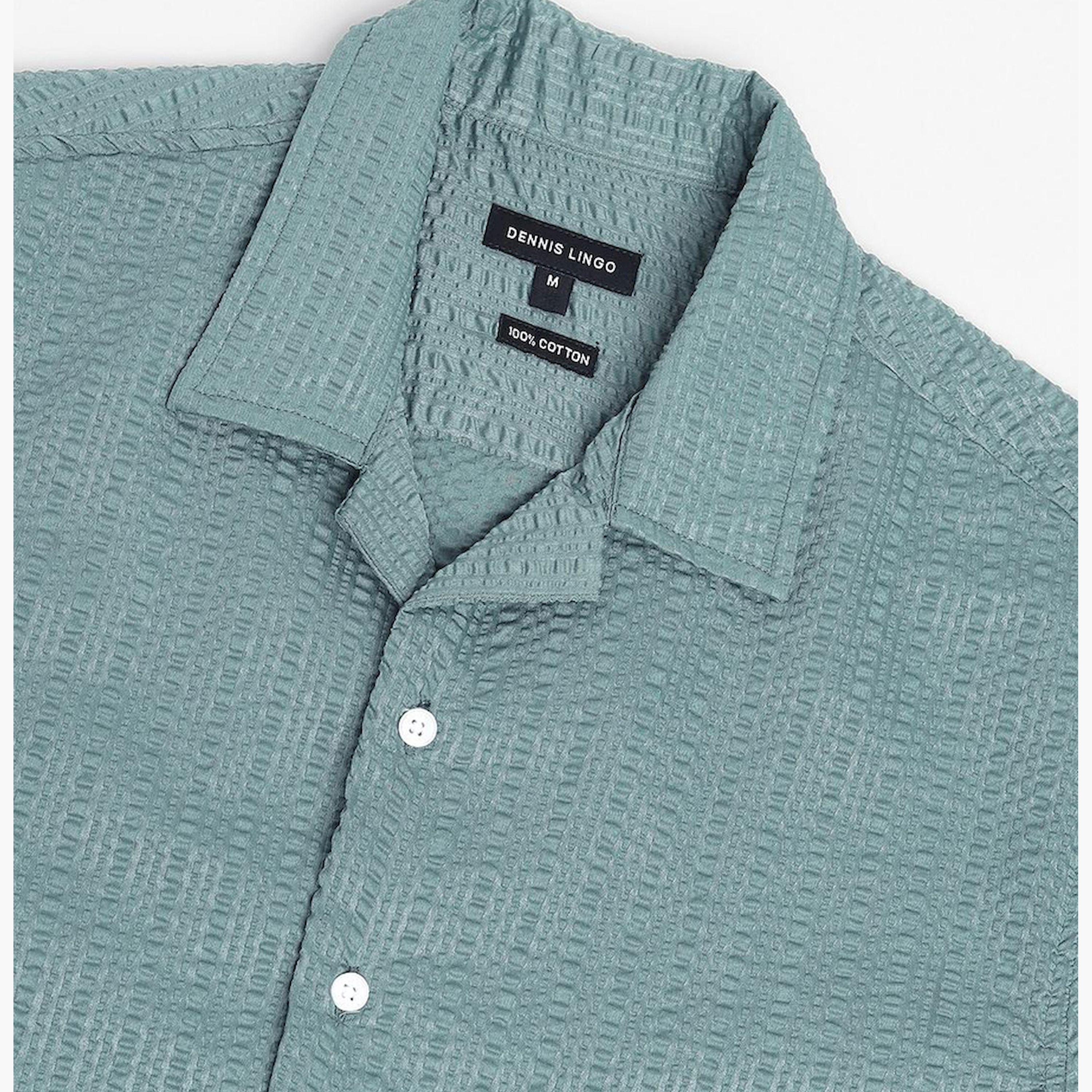 دينيس لينغو× ستايلي-  قميص كاجوال ياقة كوبية مزخرفة بتصميم ذاتي لون أخضر-men-clothing-shirts-image-8