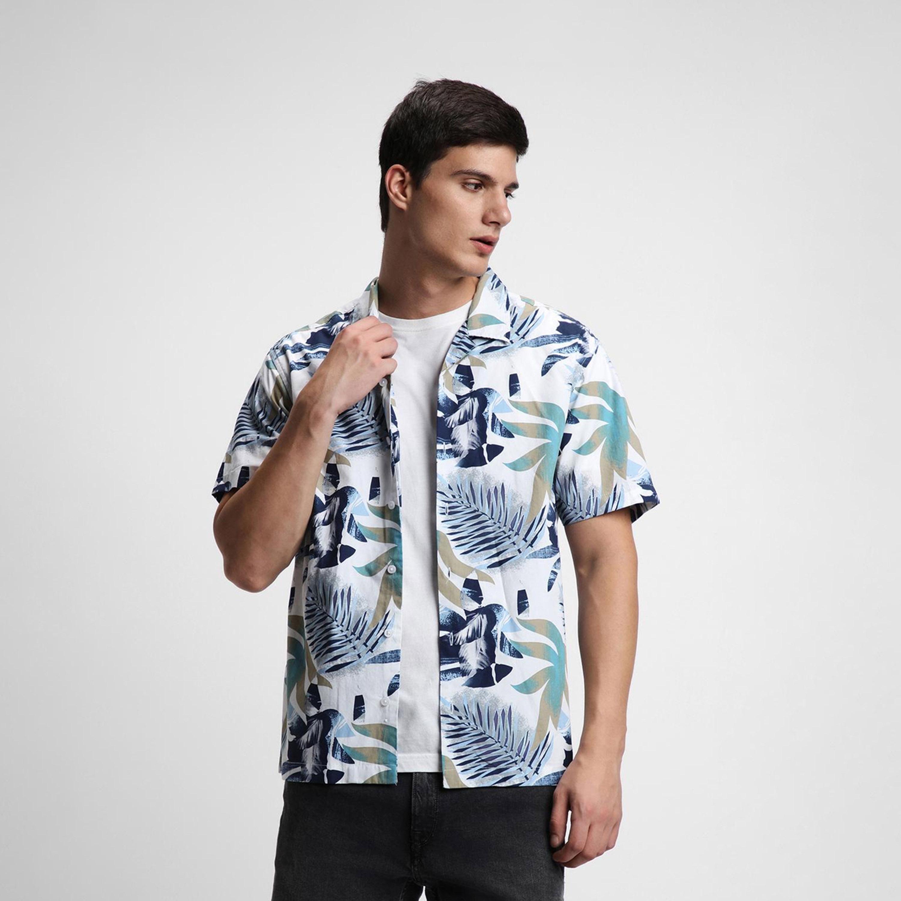 Dennis Lingo X Styli Multicolor Slim Fit Conversational Printed Opaque Cotton Casual Shirt-men-clothing-shirts-image-2