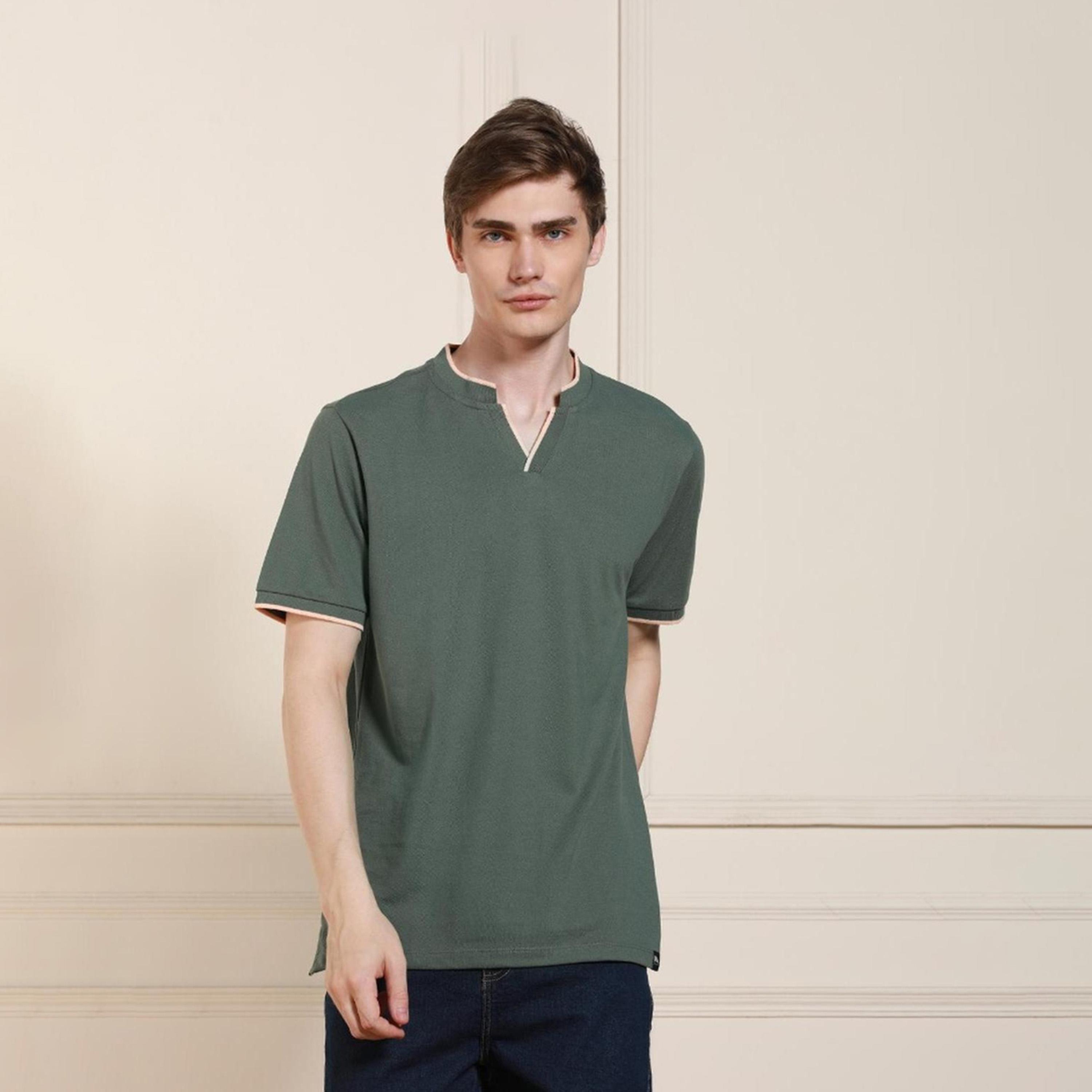 Dennis Lingo X Styli Green Mandarin Collar Short Sleeves T-shirt-men-clothing-tshirtsandpolos-tshirts-image-6