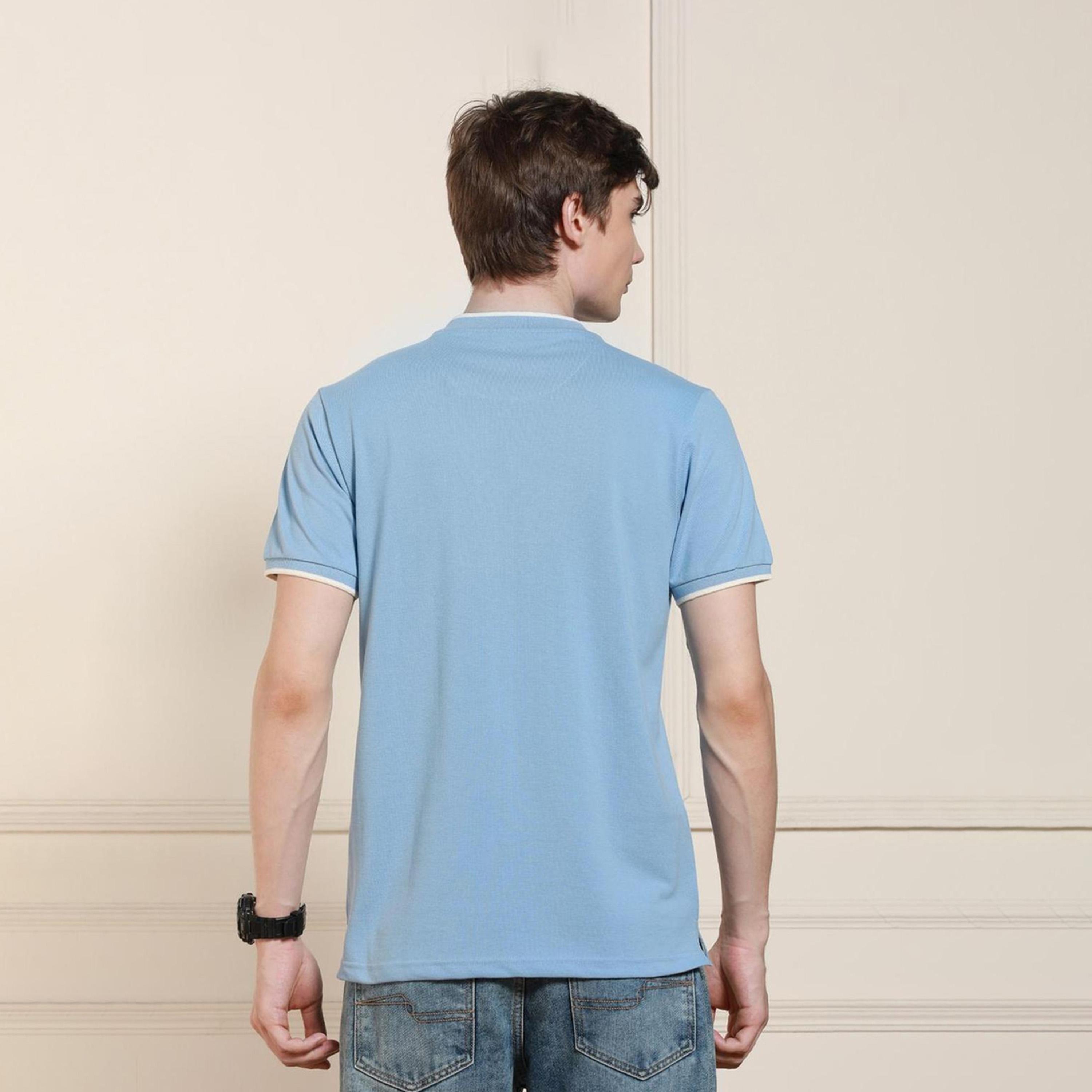 Dennis Lingo X Styli Blue Henley Neck Short Sleeves Regular Fit Cotton T-shirt-men-clothing-tshirtsandpolos-tshirts-image-6