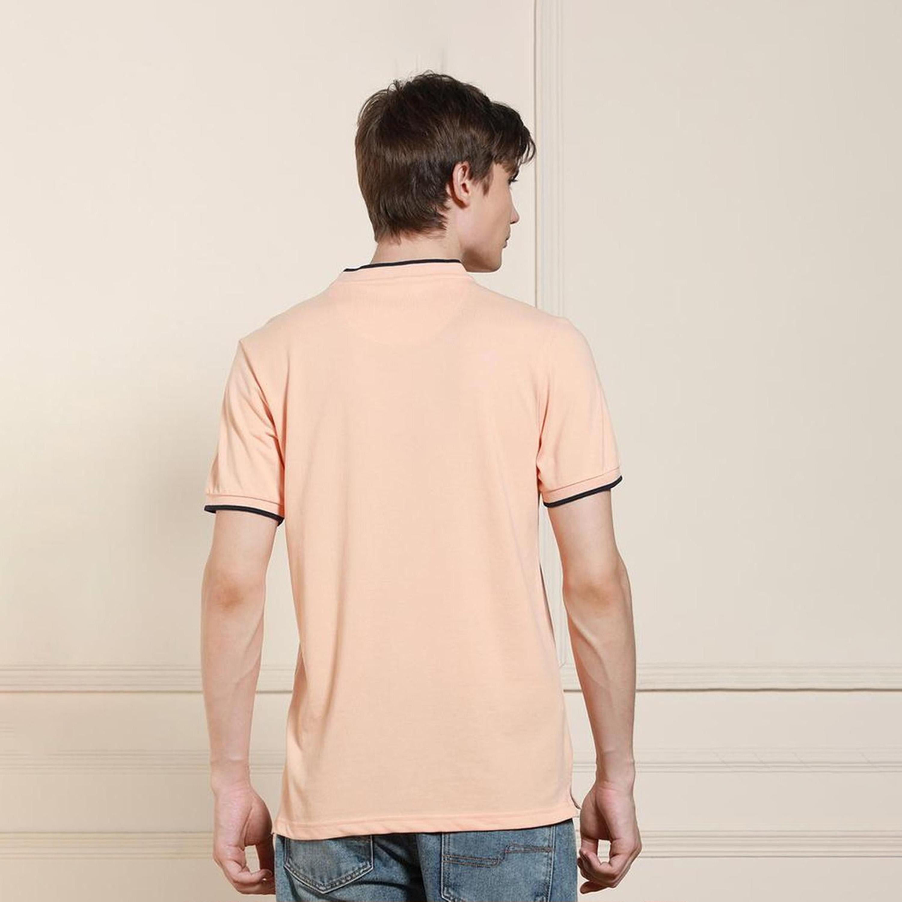 Dennis Lingo X Styli Peach Short Sleeves Mandarin Collar Solid T-shirt-men-clothing-tshirtsandpolos-tshirts-image-5