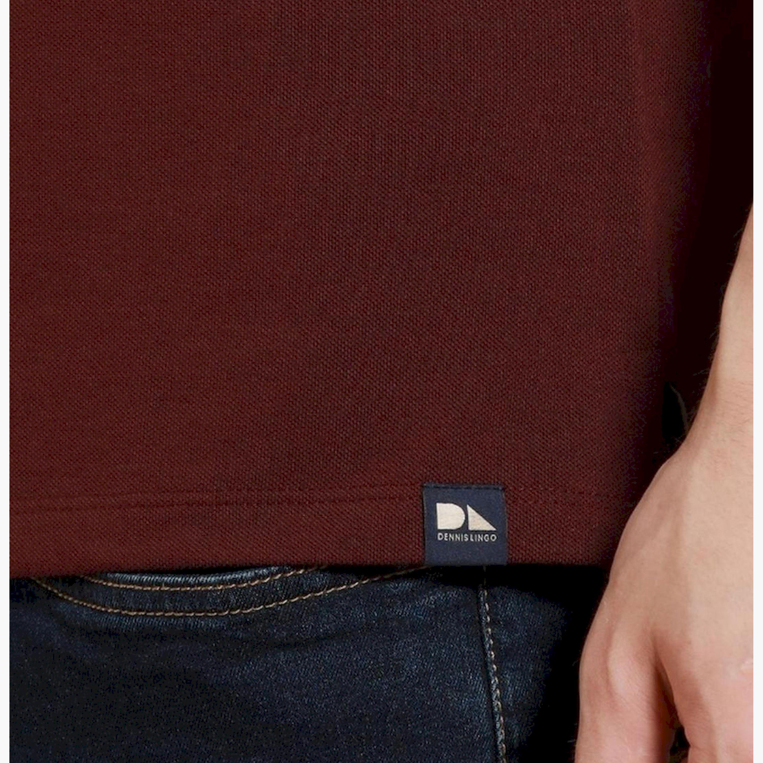 دينيس لينغو× ستايلي-  تي شيرت بأكمام قصيرة وياقة ماندارين لون أحمر-men-clothing-tshirtsandpolos-tshirts-image-7