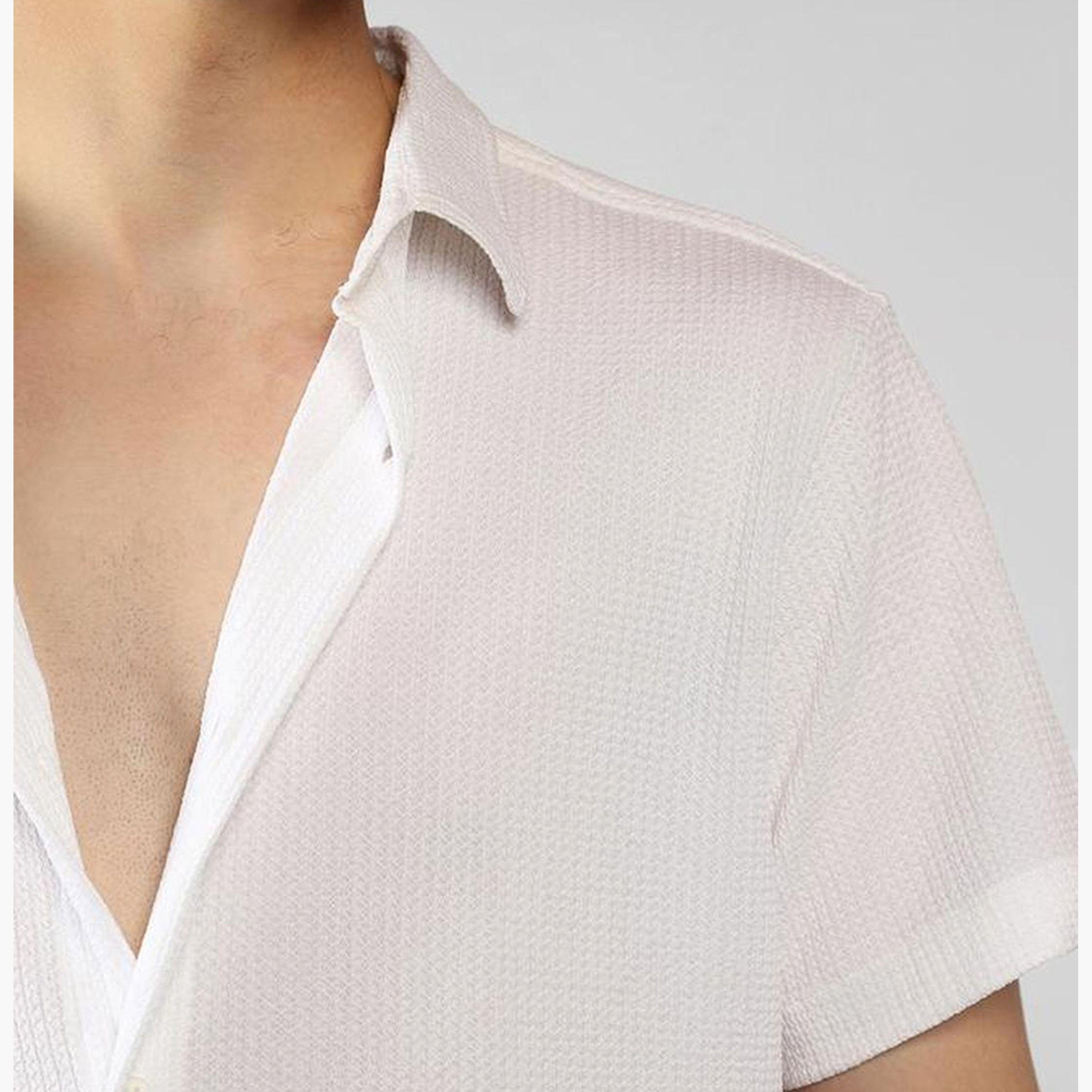 دينيس لينغو× ستايلي-  قميص قطني كاجوال ياقة واسعة لون أبيض-men-clothing-shirts-image-7