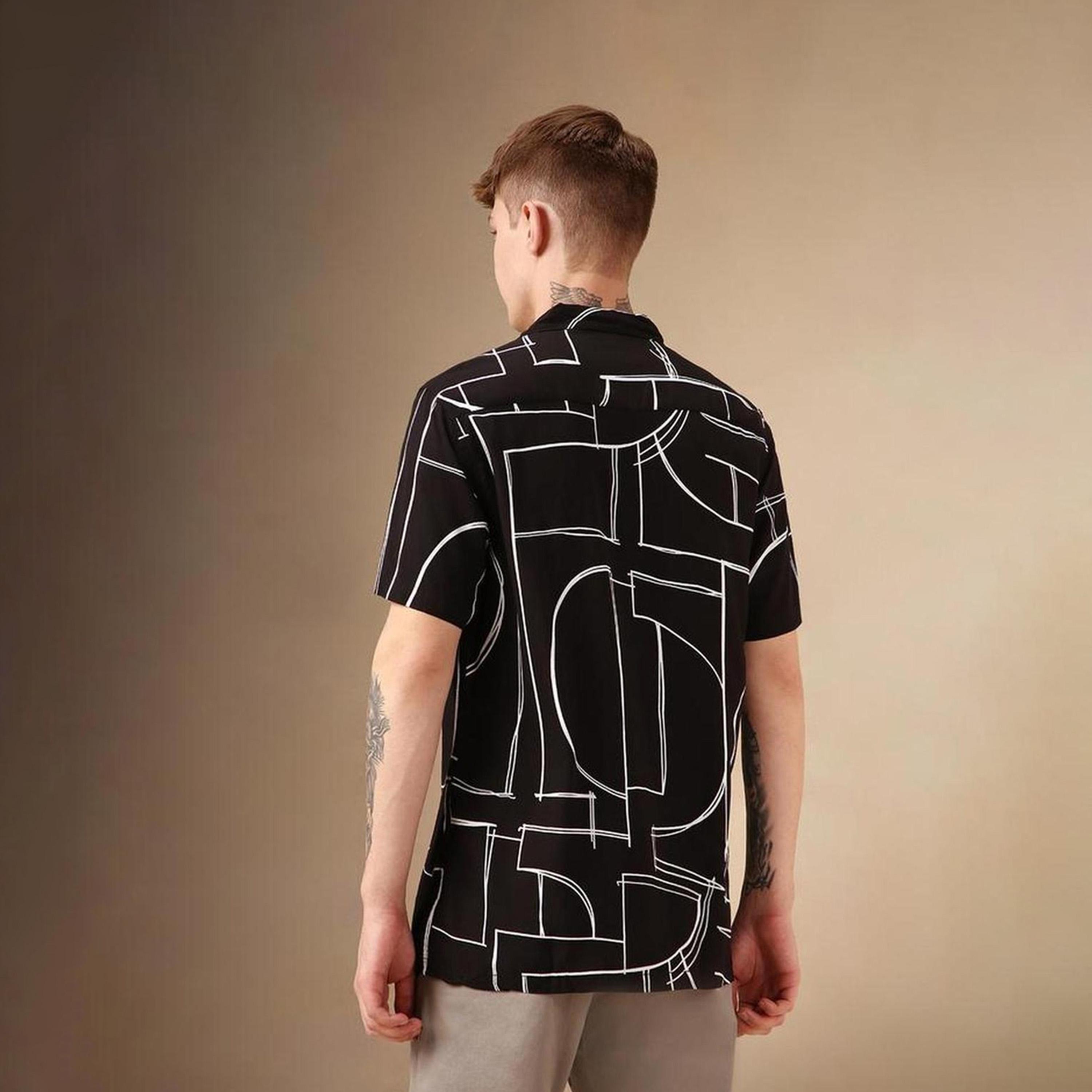 Dennis Lingo X Styli Multicolor Smart Abstract Printed Cuban Collar Relaxed Fit Casual Shirt-men-clothing-shirts-image-2