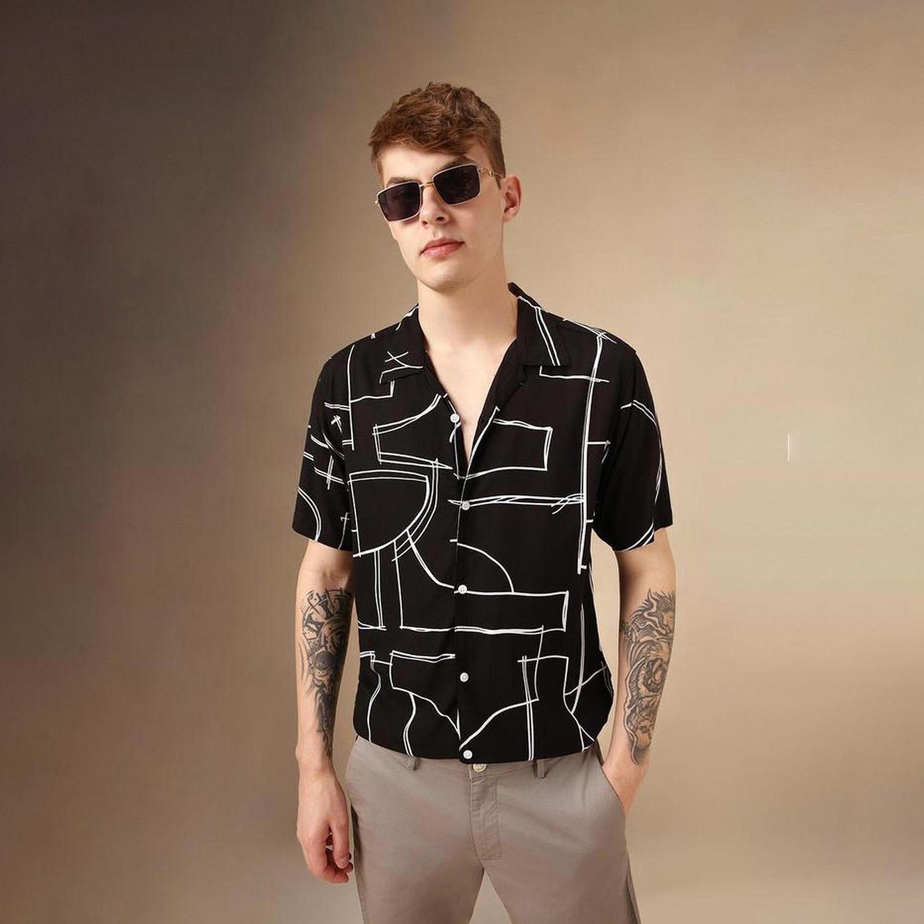 Dennis Lingo X Styli Multicolor Smart Abstract Printed Cuban Collar Relaxed Fit Casual Shirt-men-clothing-shirts-image-6
