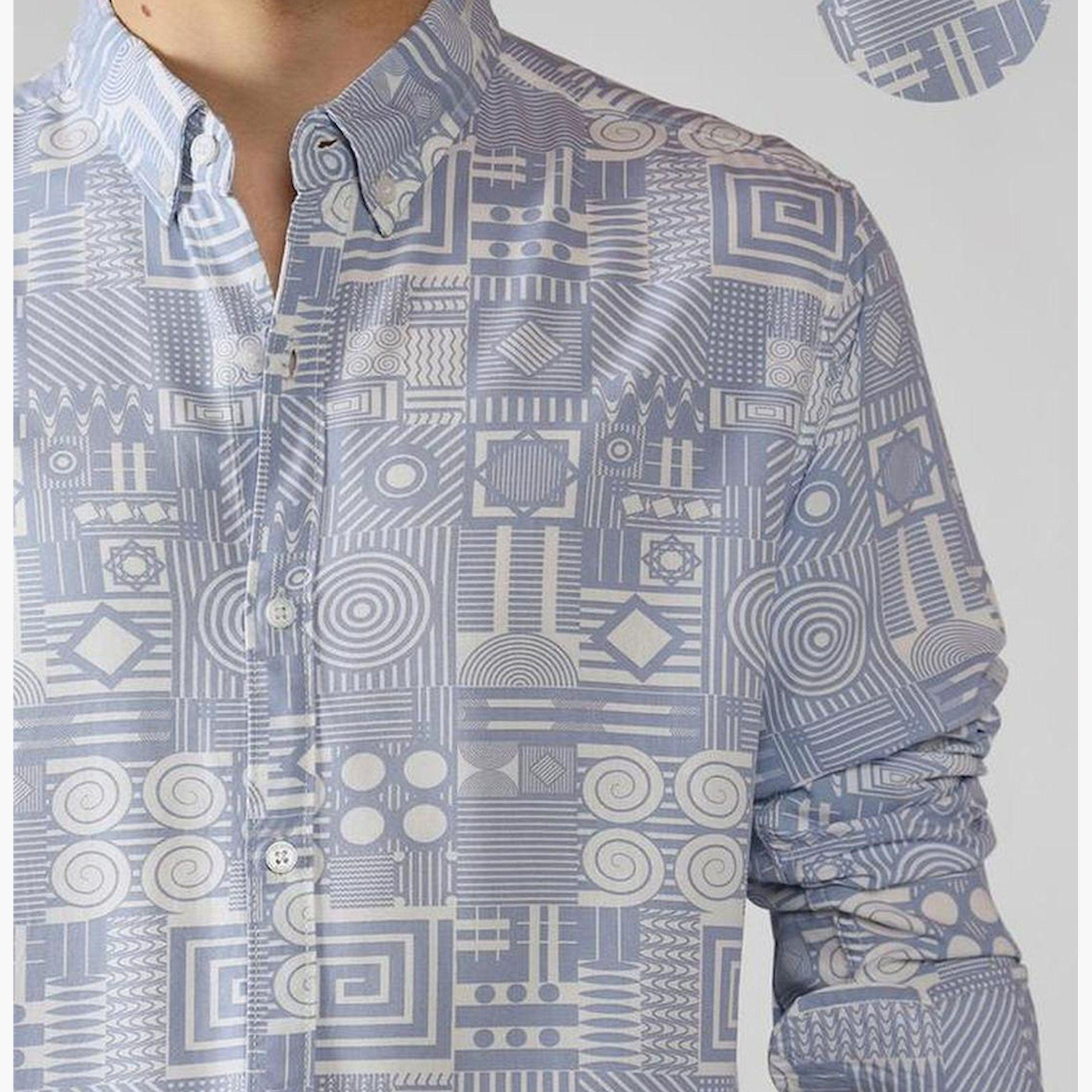 دينيس لينغو× ستايلي-  قميص كاجوال ياقة واسعة ومطبوع بزخارف عرقية-men-clothing-shirts-image-5