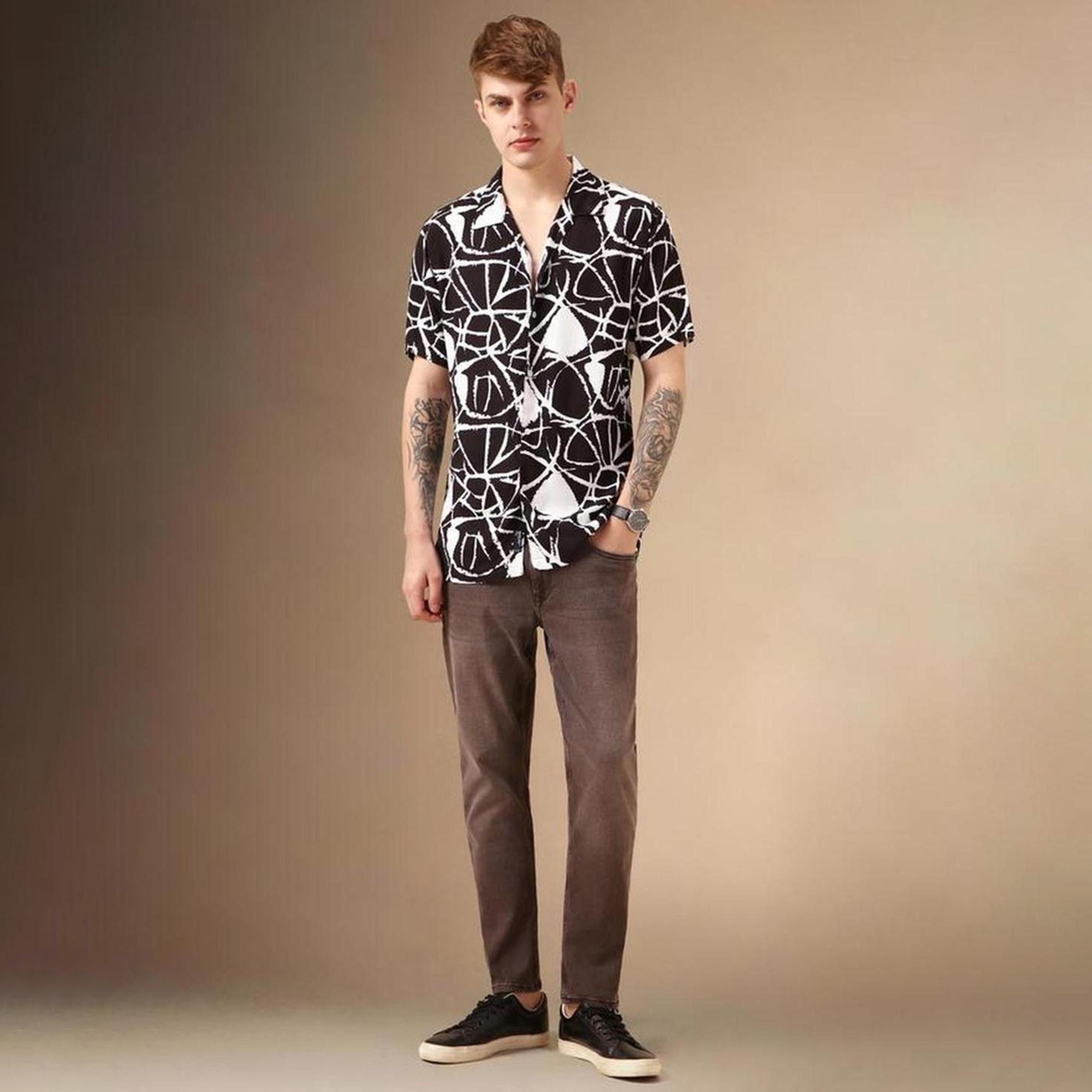 Dennis Lingo X Styli Multicolor Smart Abstract Printed Cuban Collar Relaxed Fit Casual Shirt-men-clothing-shirts-image-1