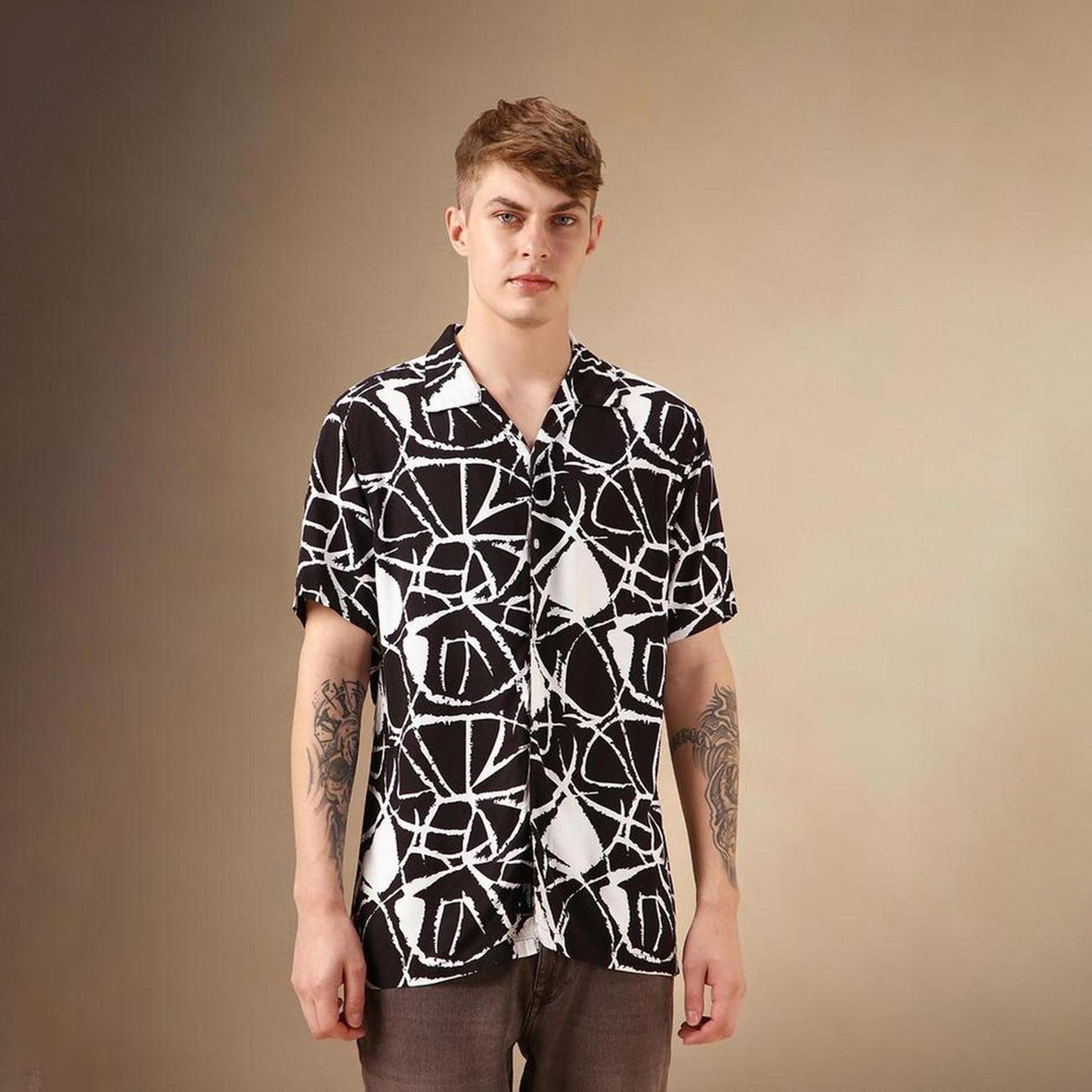 Dennis Lingo X Styli Multicolor Smart Abstract Printed Cuban Collar Relaxed Fit Casual Shirt-men-clothing-shirts-image-2