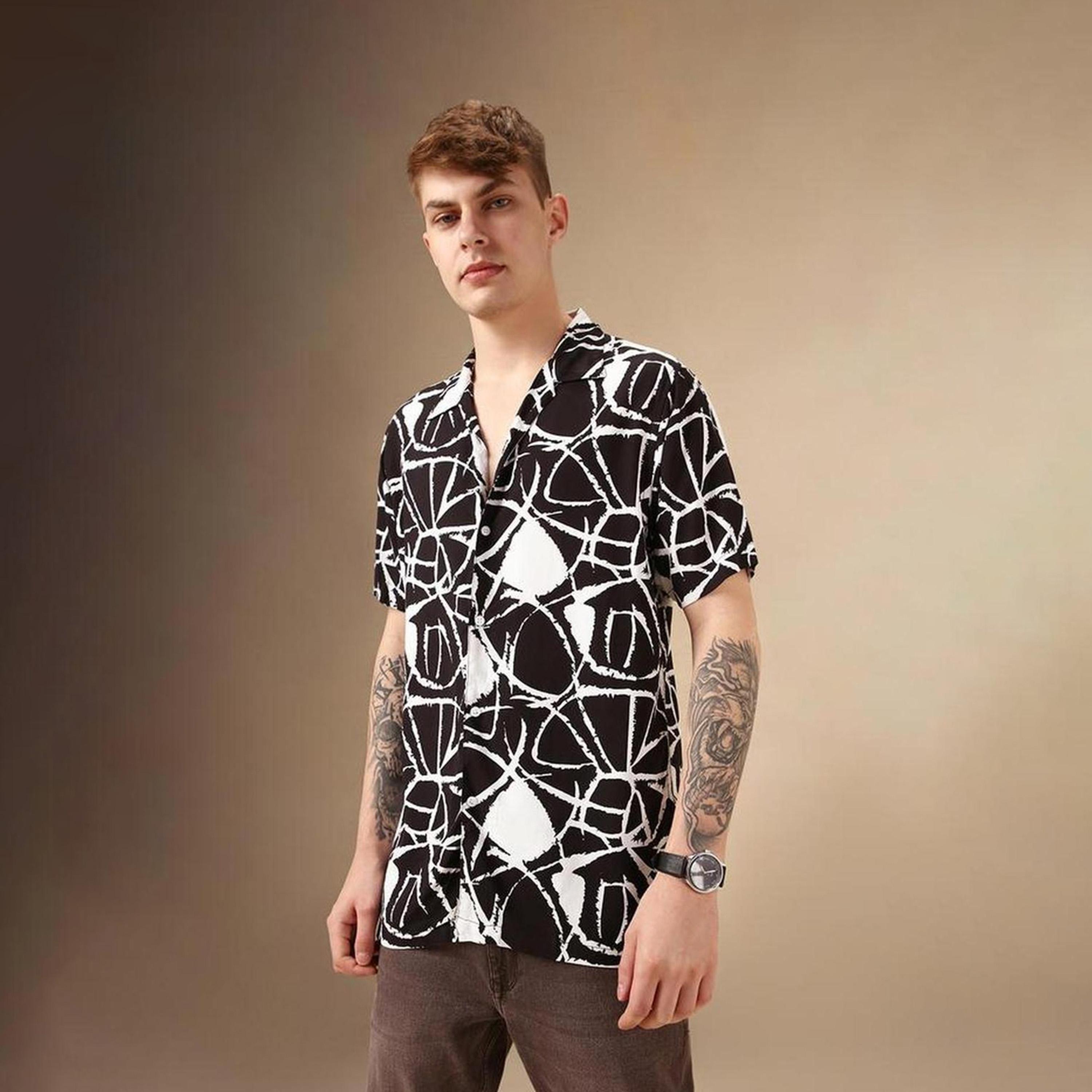 Dennis Lingo X Styli Multicolor Smart Abstract Printed Cuban Collar Relaxed Fit Casual Shirt-men-clothing-shirts-image-6