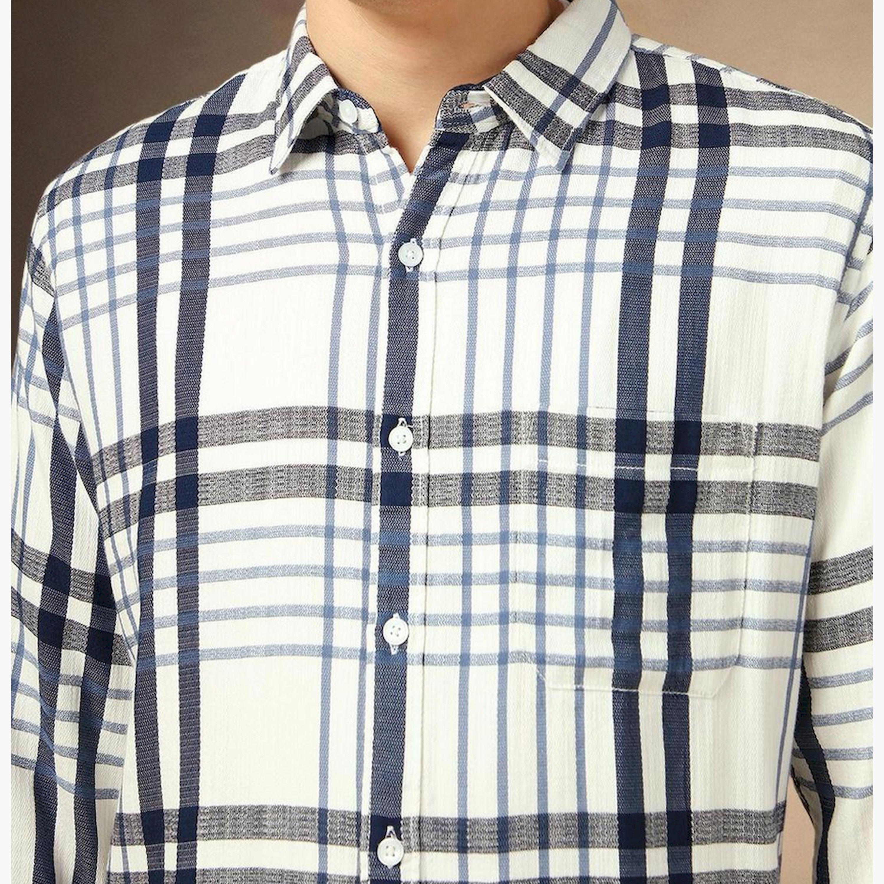 دينيس لينغو× ستايلي-  قميص كاجوال قطن للرجال ياقة واسعة قماش ترتان ذو مربعات-men-clothing-shirts-image-6