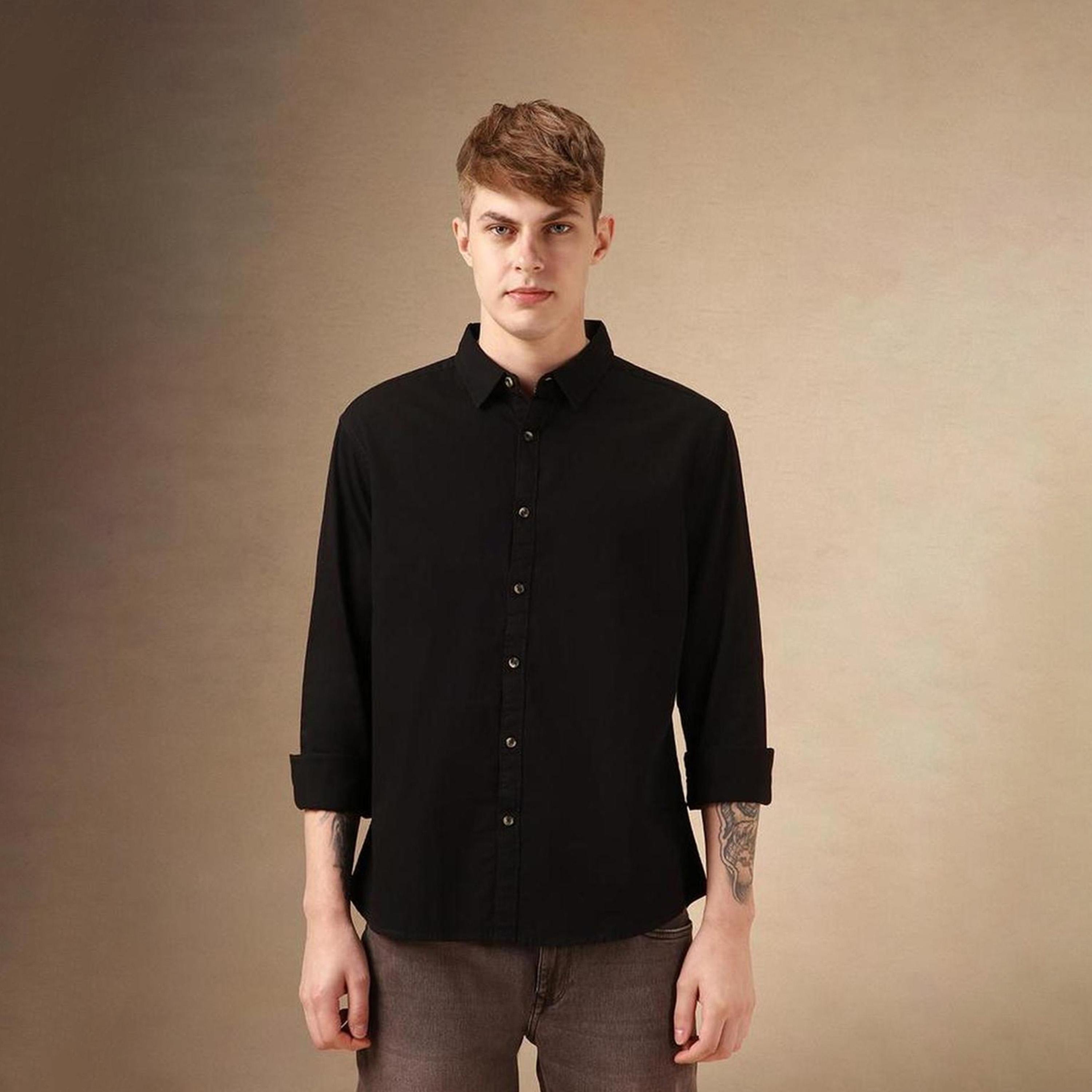 Dennis Lingo X Styli Multicolor Spread Collar Solid Cotton Casual Shirt-men-clothing-shirts-image-1