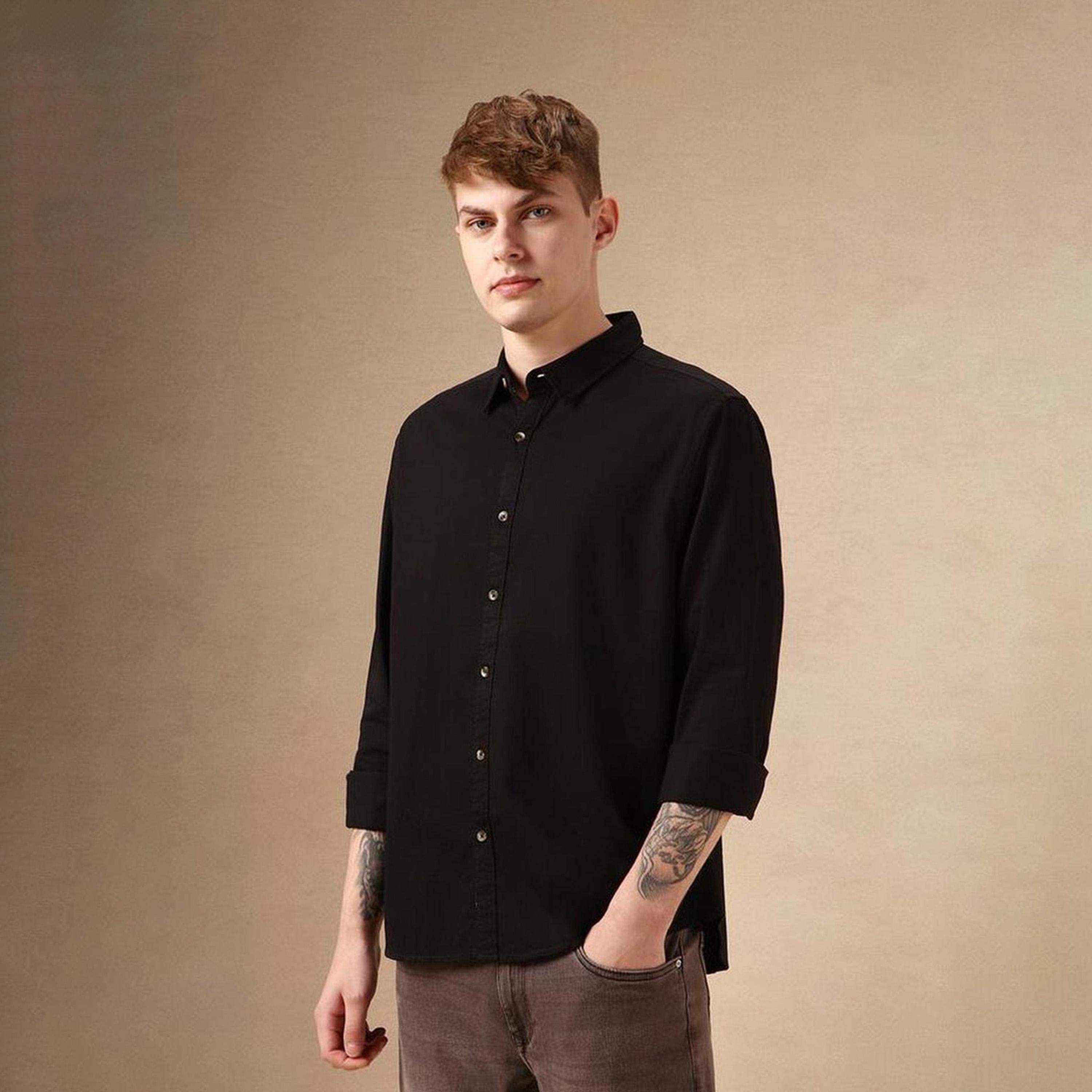 Dennis Lingo X Styli Multicolor Spread Collar Solid Cotton Casual Shirt-men-clothing-shirts-image-6