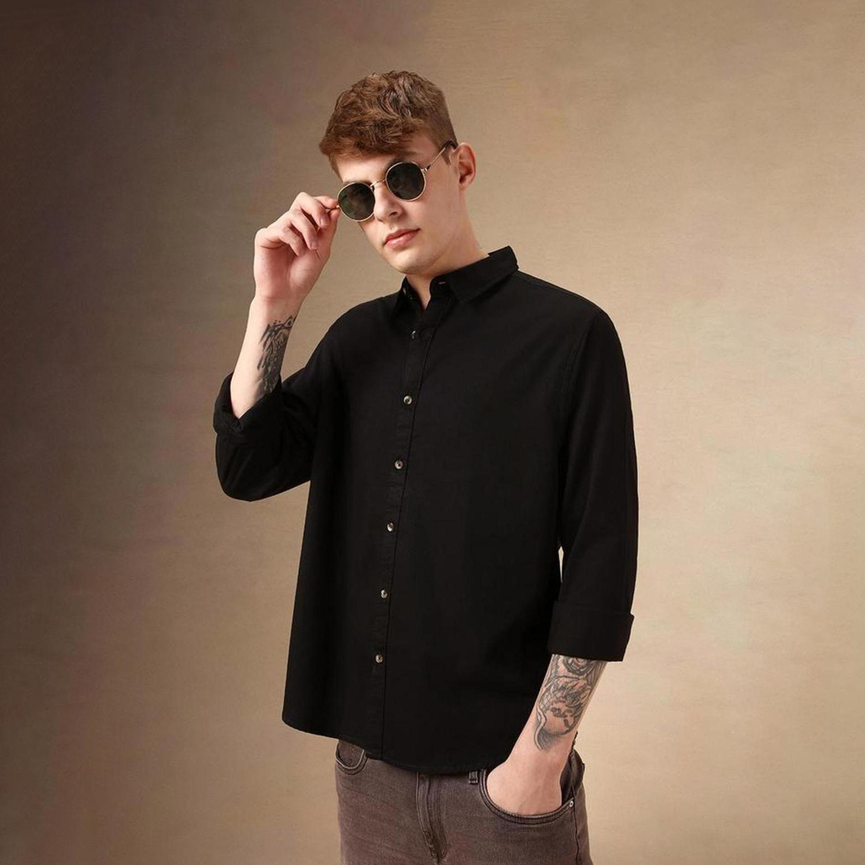 Dennis Lingo X Styli Multicolor Spread Collar Solid Cotton Casual Shirt-men-clothing-shirts-image-7