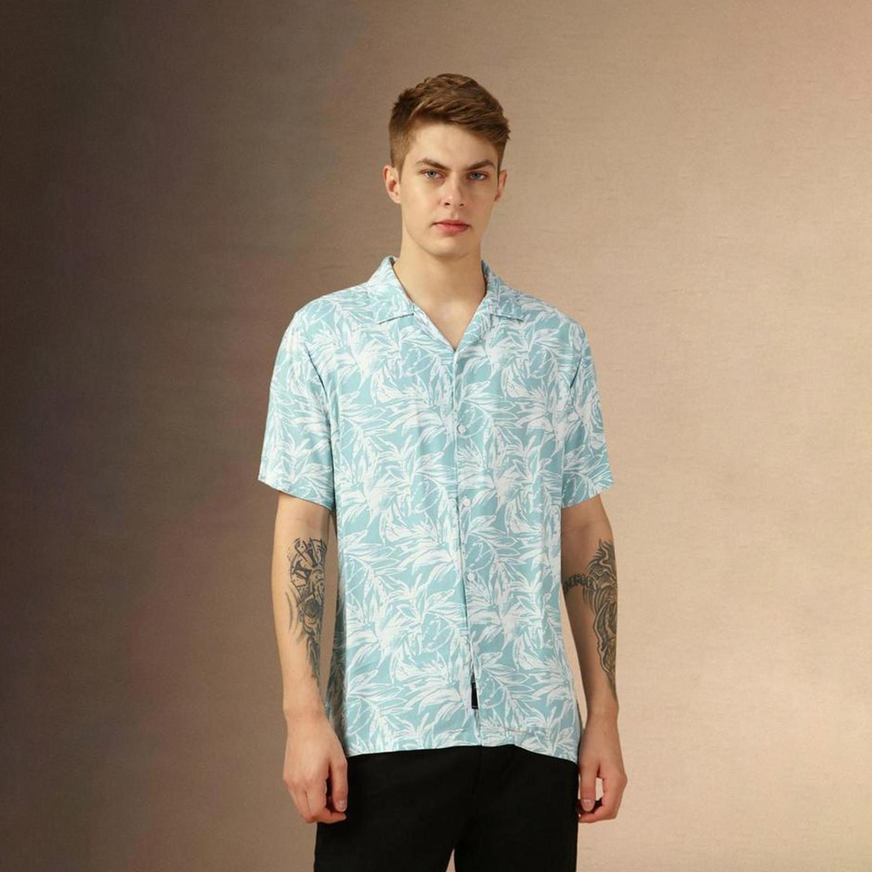 دينيس لينغو× ستايلي-  قميص كاجوال متعدد الألوان ياقة كوبية ومورّد-men-clothing-shirts-image-1
