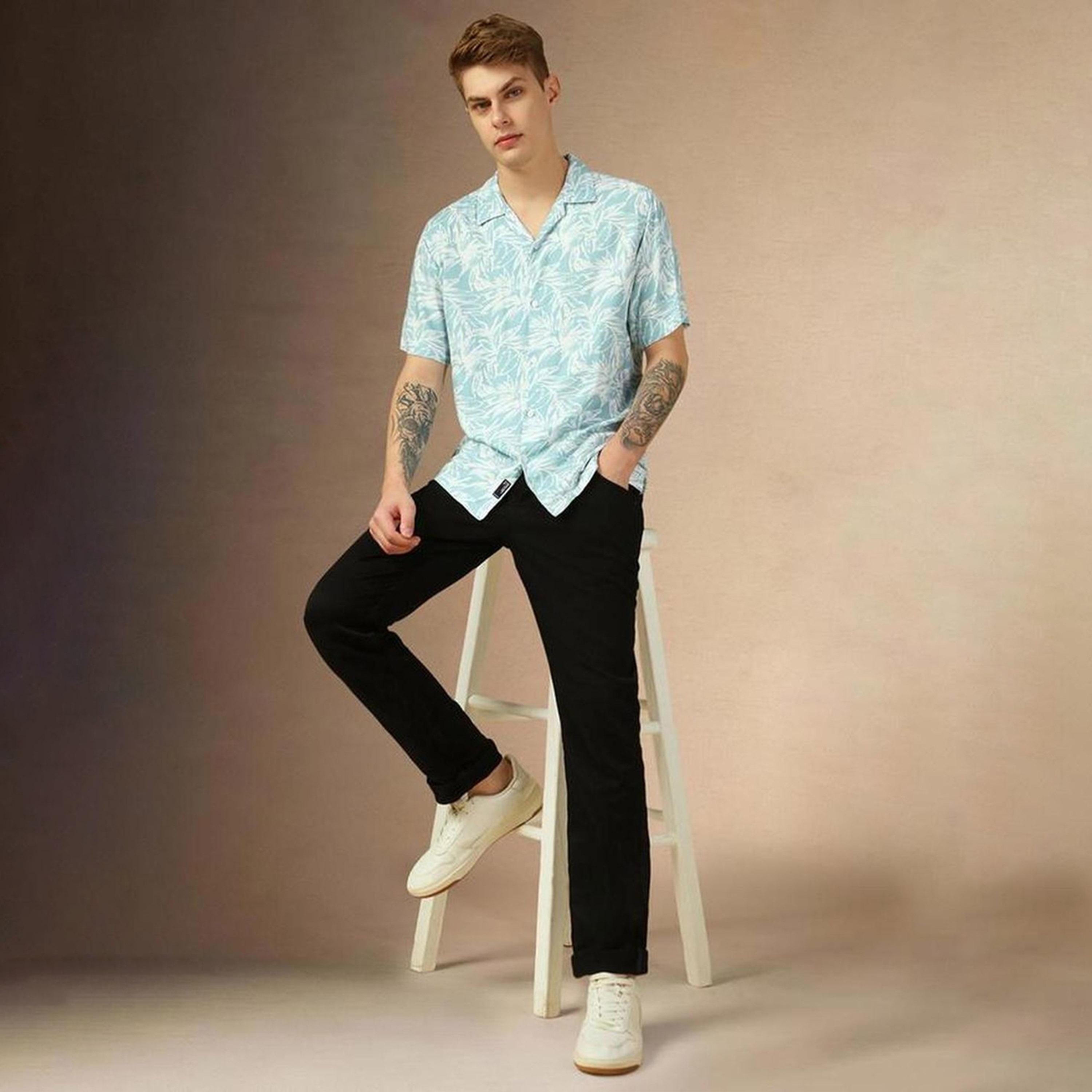 دينيس لينغو× ستايلي-  قميص كاجوال متعدد الألوان ياقة كوبية ومورّد-men-clothing-shirts-image-5