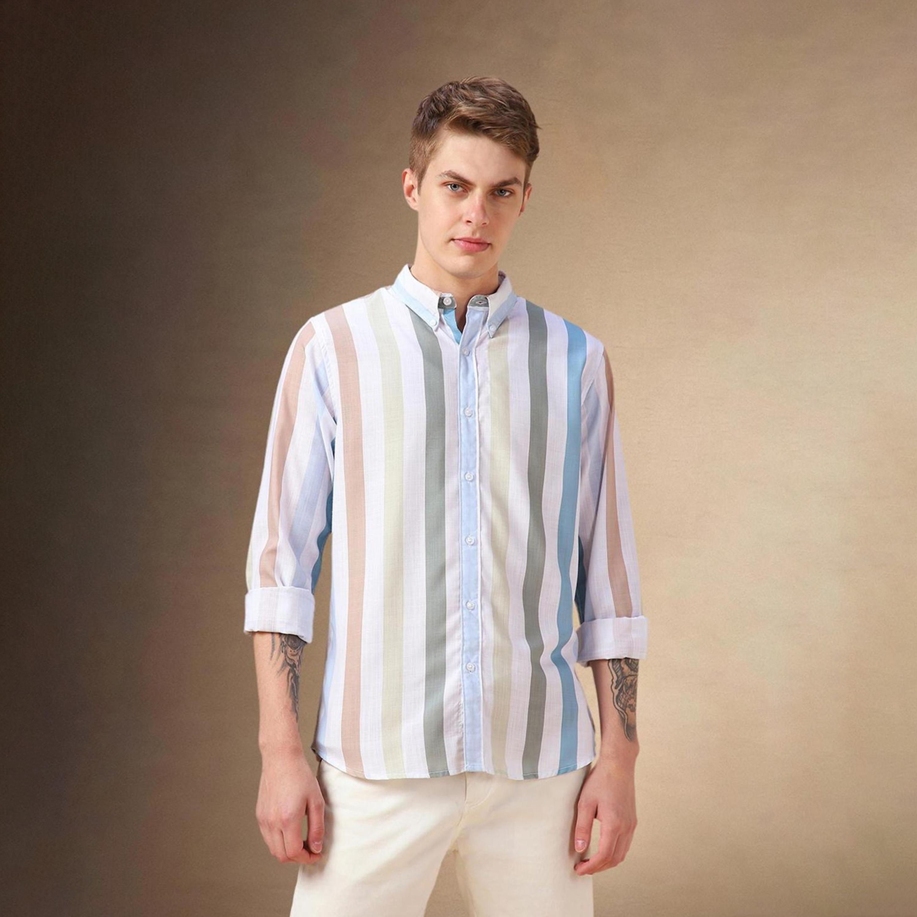 Dennis Lingo X Styli Men Button-Down Collar Vertical Striped Cotton Casual Shirt-men-clothing-shirts-image-1