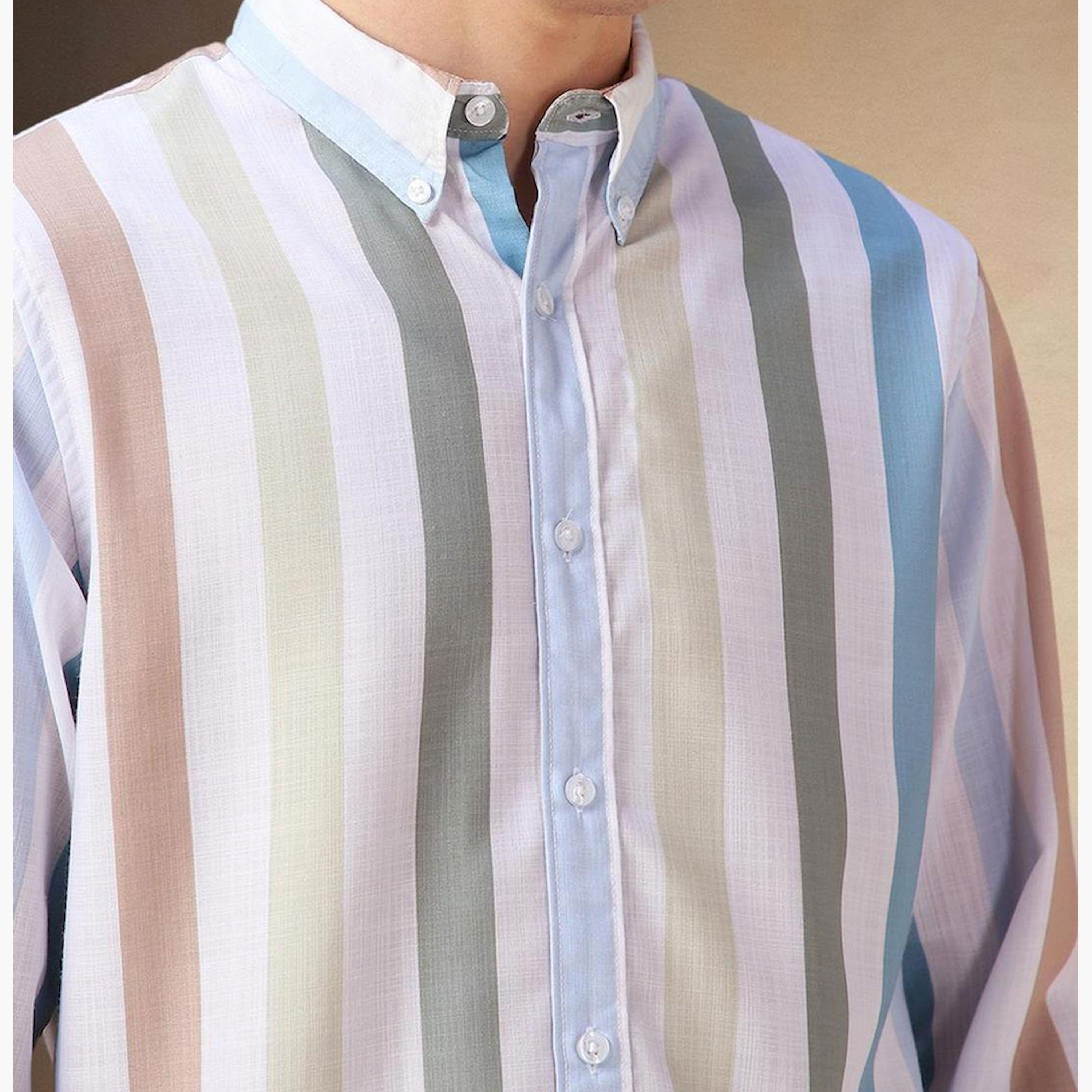 Dennis Lingo X Styli Men Button-Down Collar Vertical Striped Cotton Casual Shirt-men-clothing-shirts-image-3