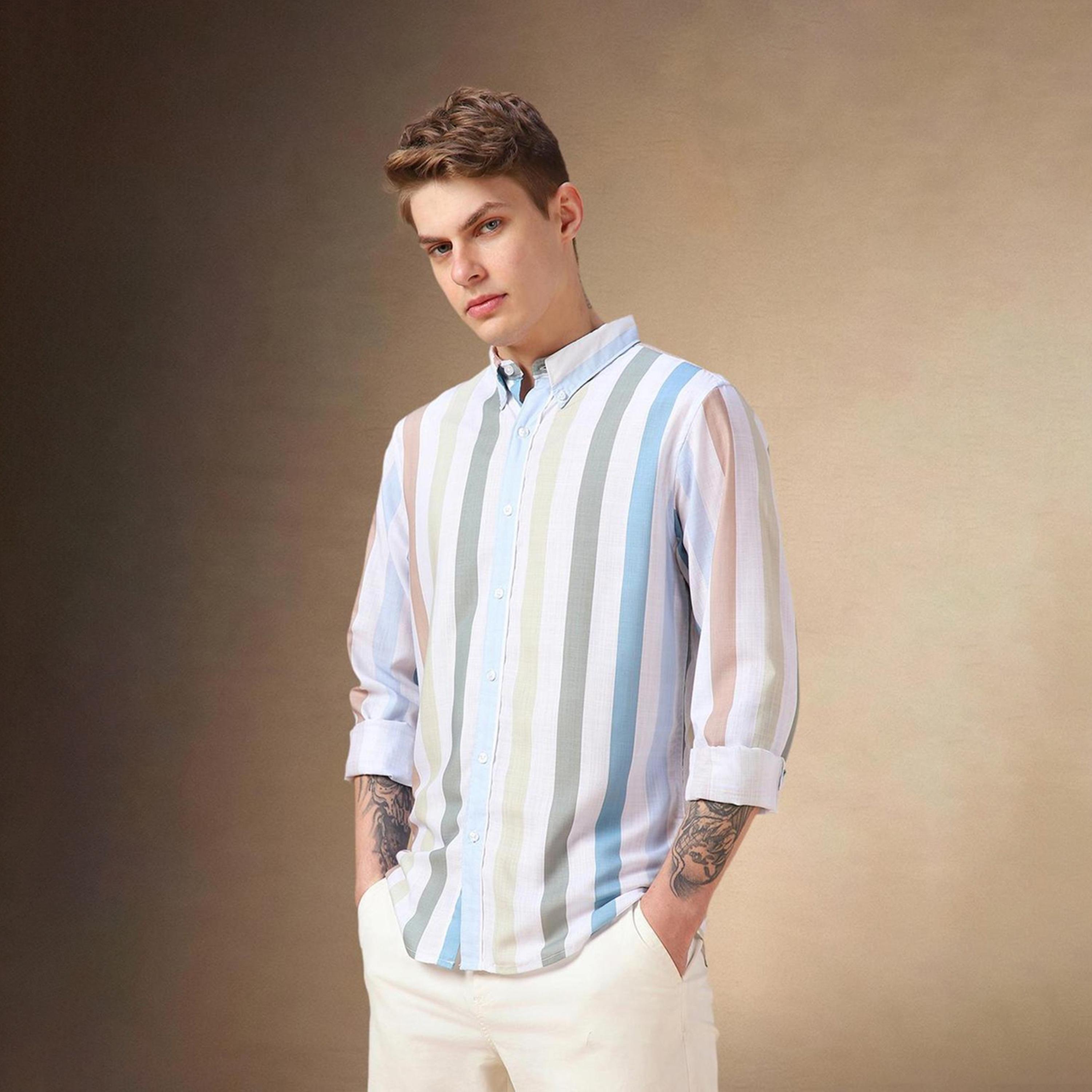 Dennis Lingo X Styli Men Button-Down Collar Vertical Striped Cotton Casual Shirt-men-clothing-shirts-image-4