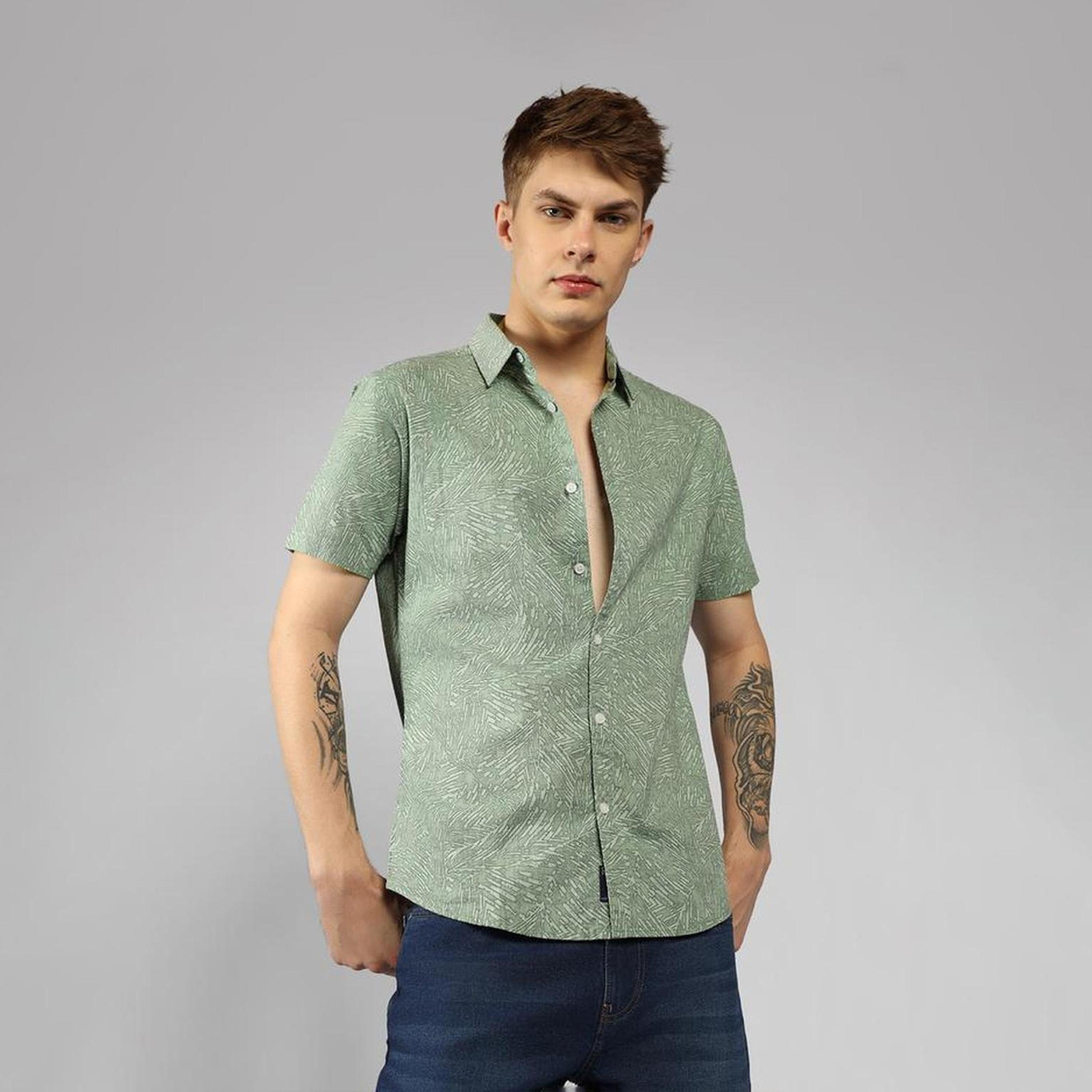 Dennis Lingo X Styli Multicolor Abstract Printed Spread Collar Short Sleeves Casual Shirt-men-clothing-shirts-image-1