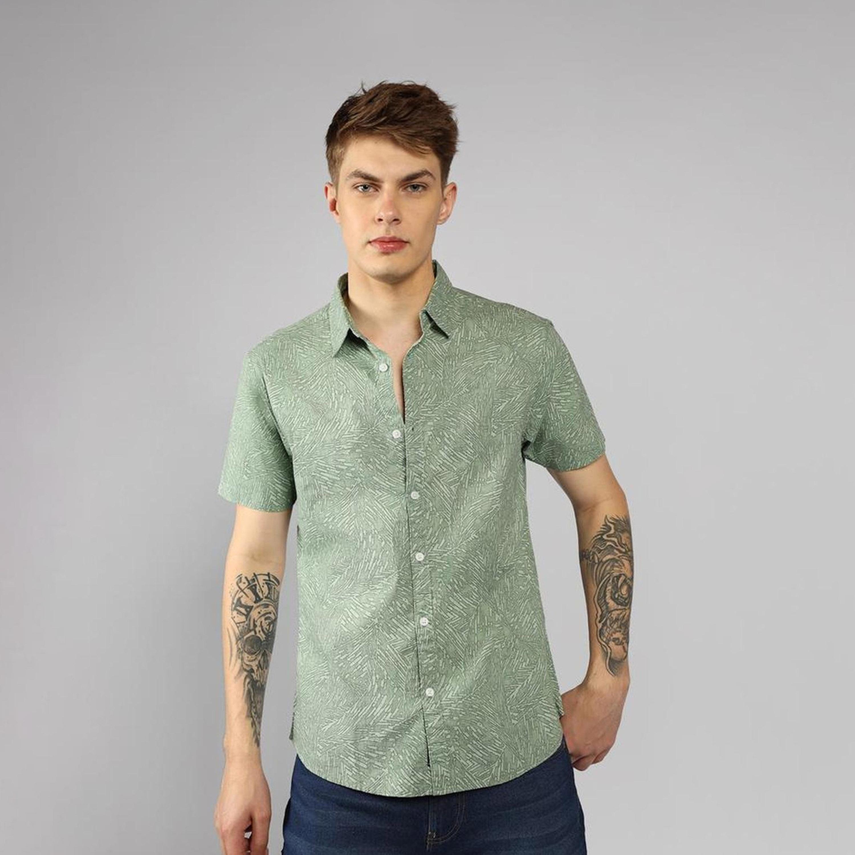 Dennis Lingo X Styli Multicolor Abstract Printed Spread Collar Short Sleeves Casual Shirt-men-clothing-shirts-image-7