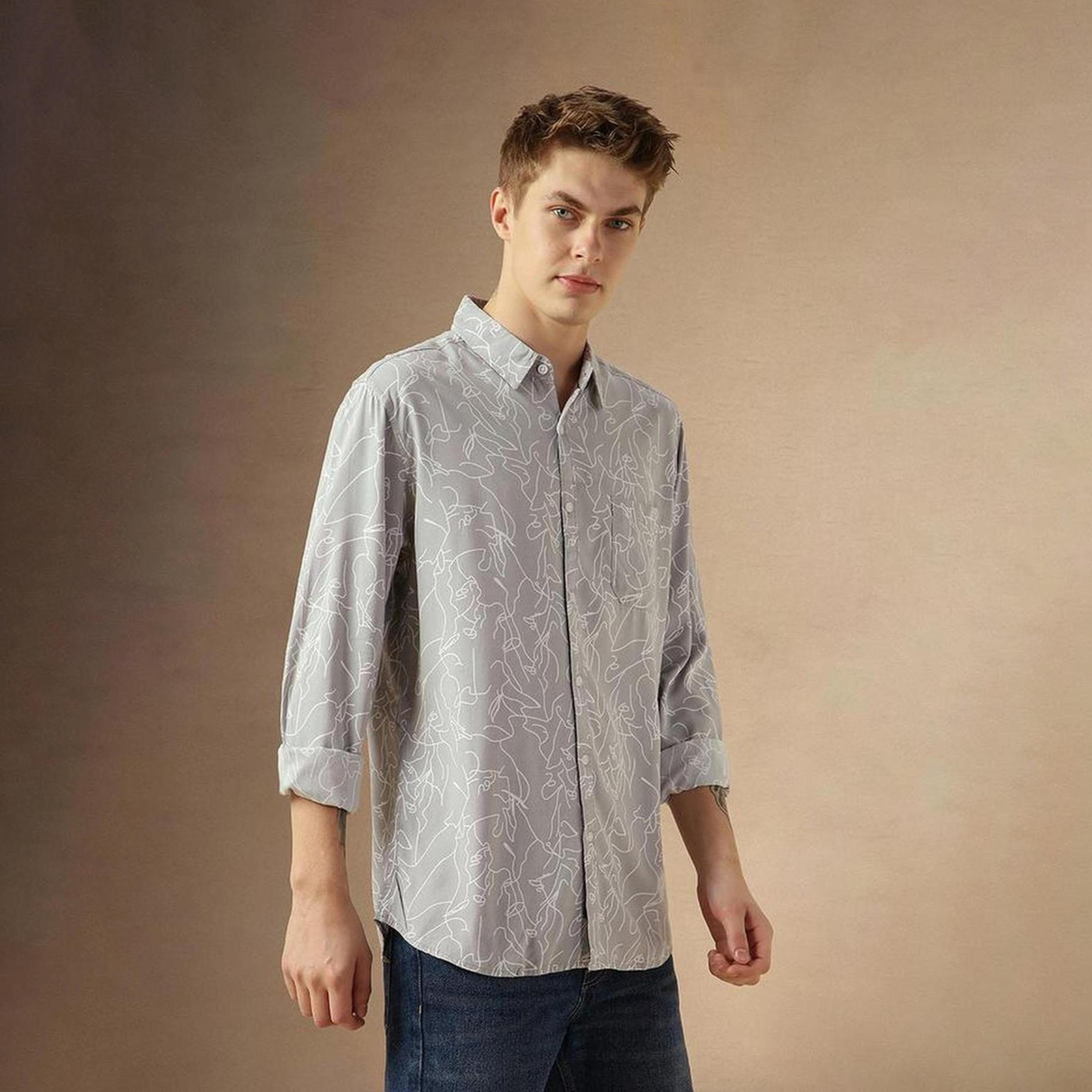 Dennis Lingo X Styli Multicolor Abstract Printed Spread Collar Long Sleeves Cotton Casual Shirt-men-clothing-shirts-image-4