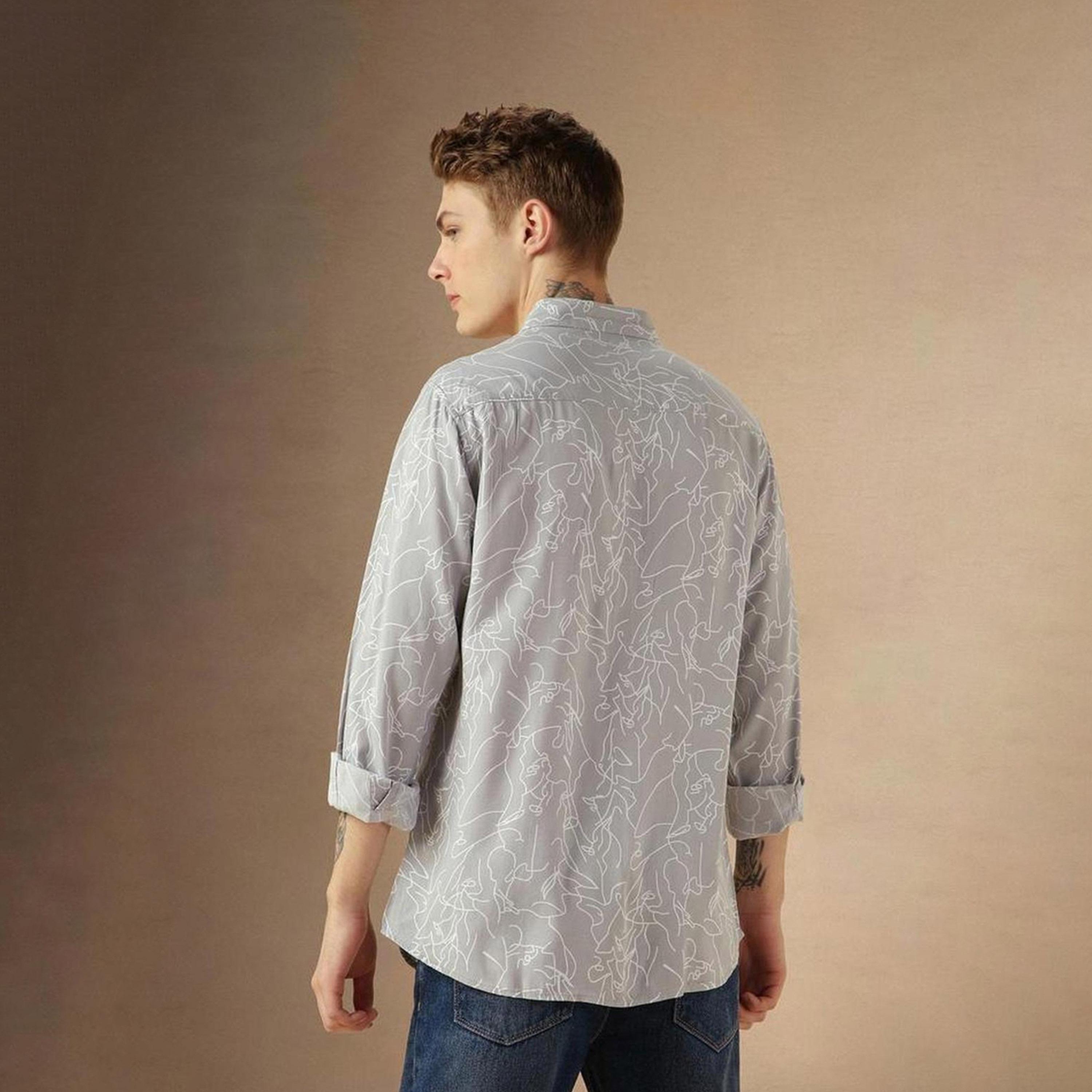 Dennis Lingo X Styli Multicolor Abstract Printed Spread Collar Long Sleeves Cotton Casual Shirt-men-clothing-shirts-image-6