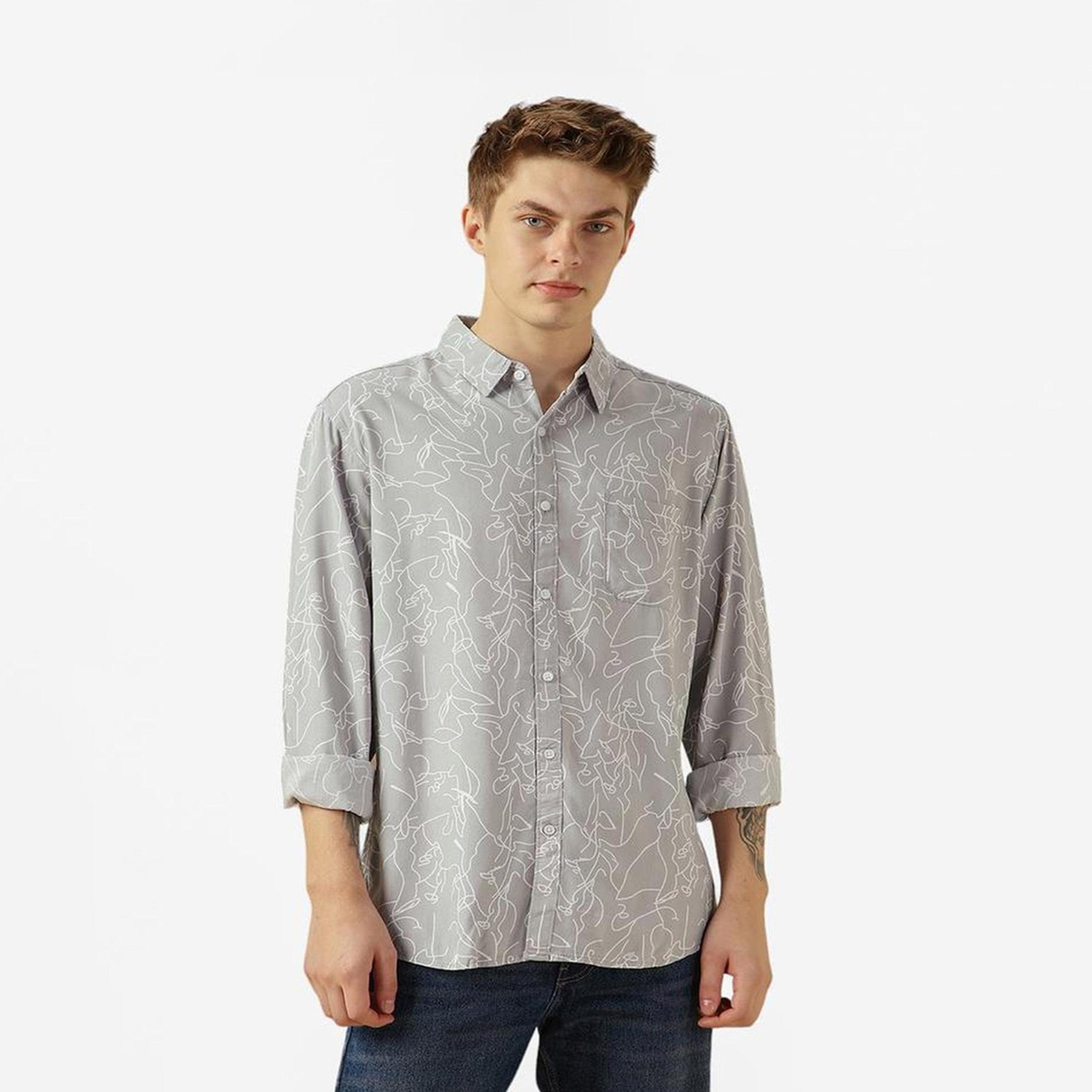 Dennis Lingo X Styli Multicolor Abstract Printed Spread Collar Long Sleeves Cotton Casual Shirt-men-clothing-shirts-image-7
