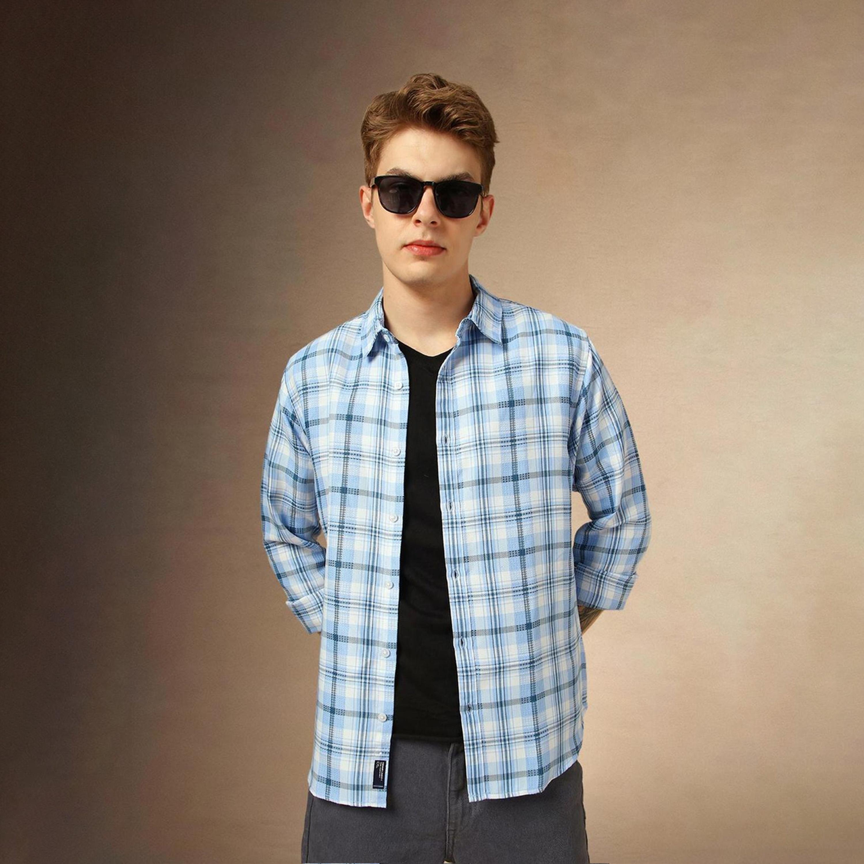 دينيس لينغو× ستايلي-  قميص كاجوال متعدد الألوان ياقة واسعة من قطن الترتان ومقاس مريح-men-clothing-shirts-image-2